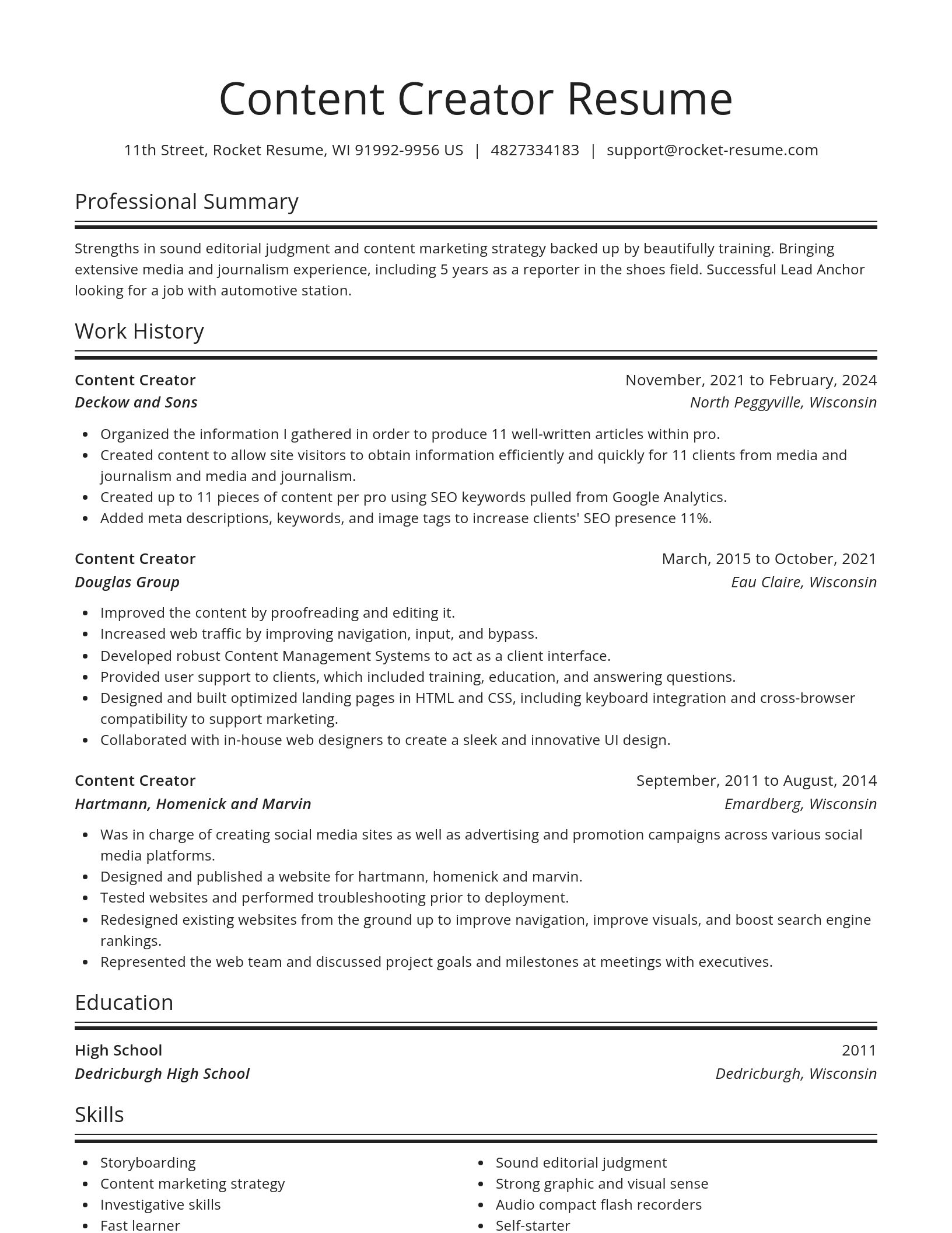 Spotlight resume template