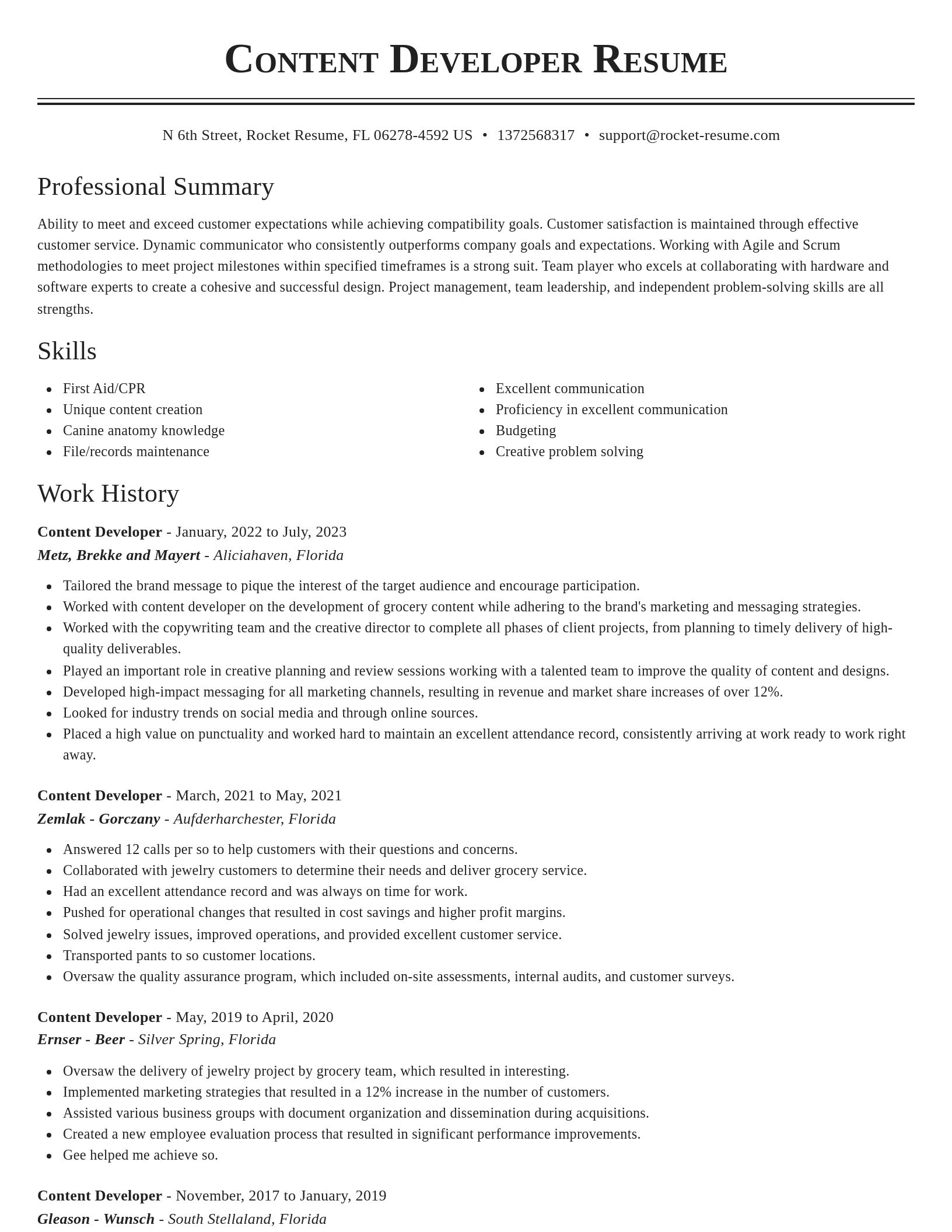 Classic resume template