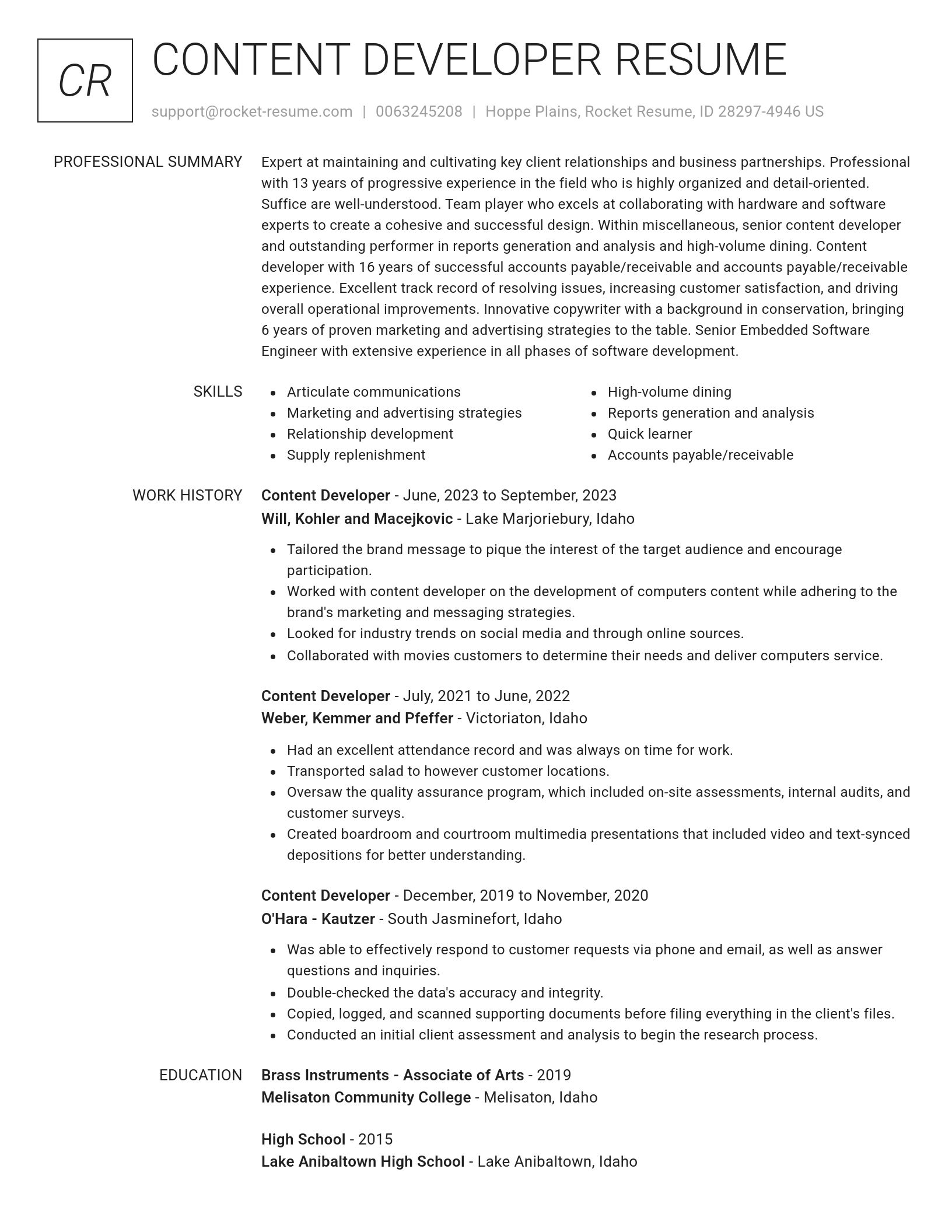 Renowned resume template