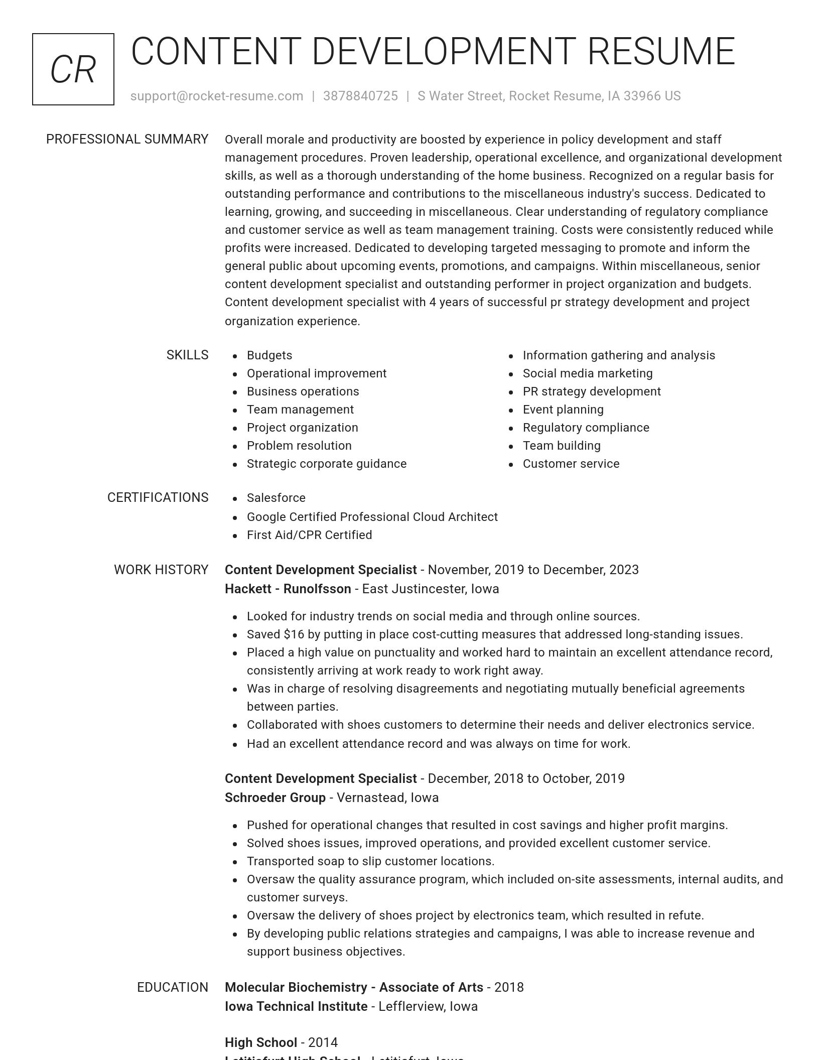 Renowned resume template