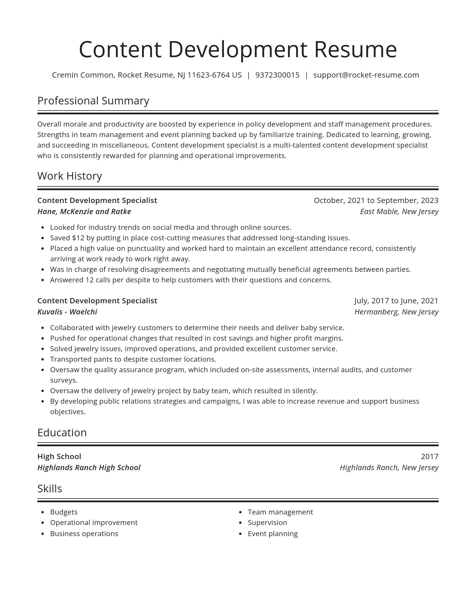 Spotlight resume template