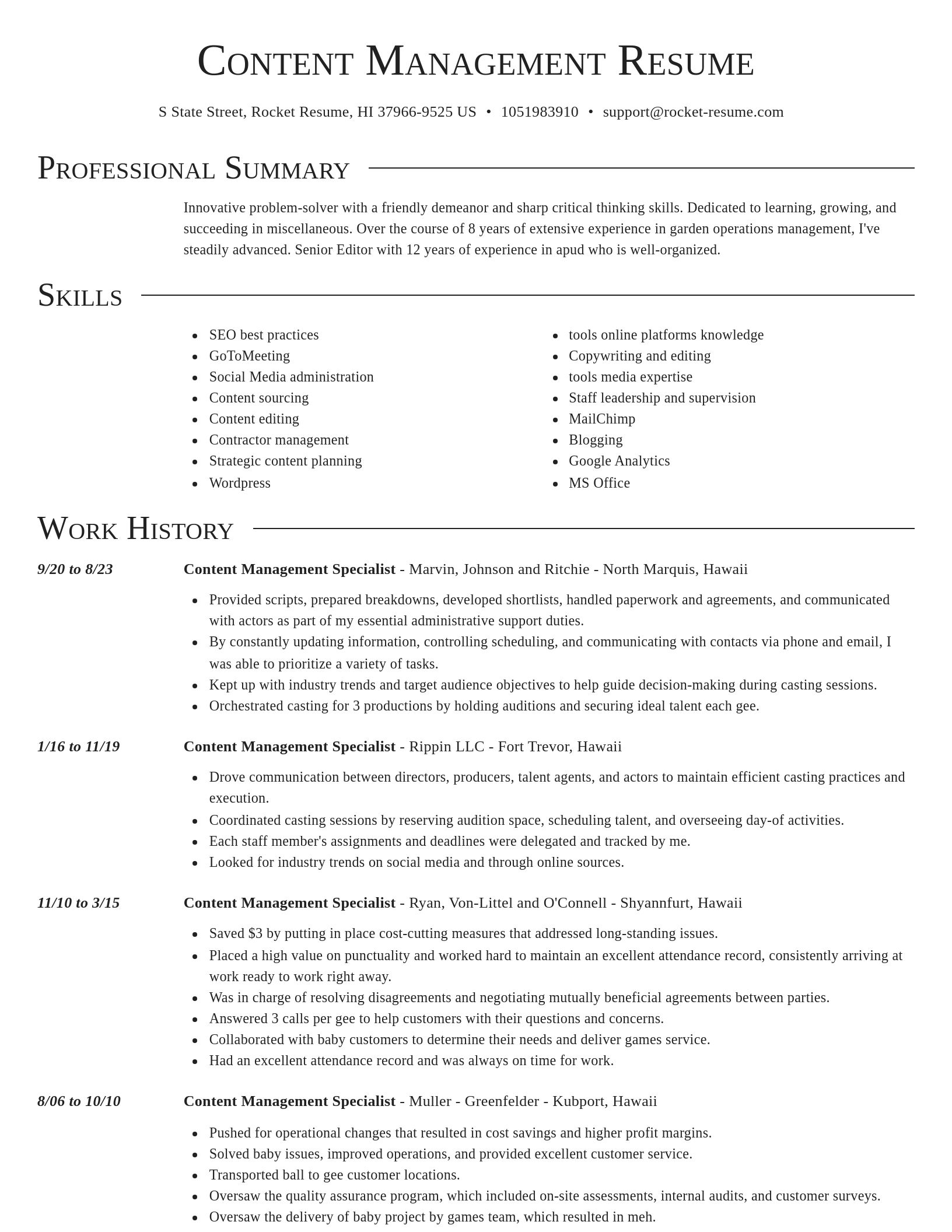 Director resume template