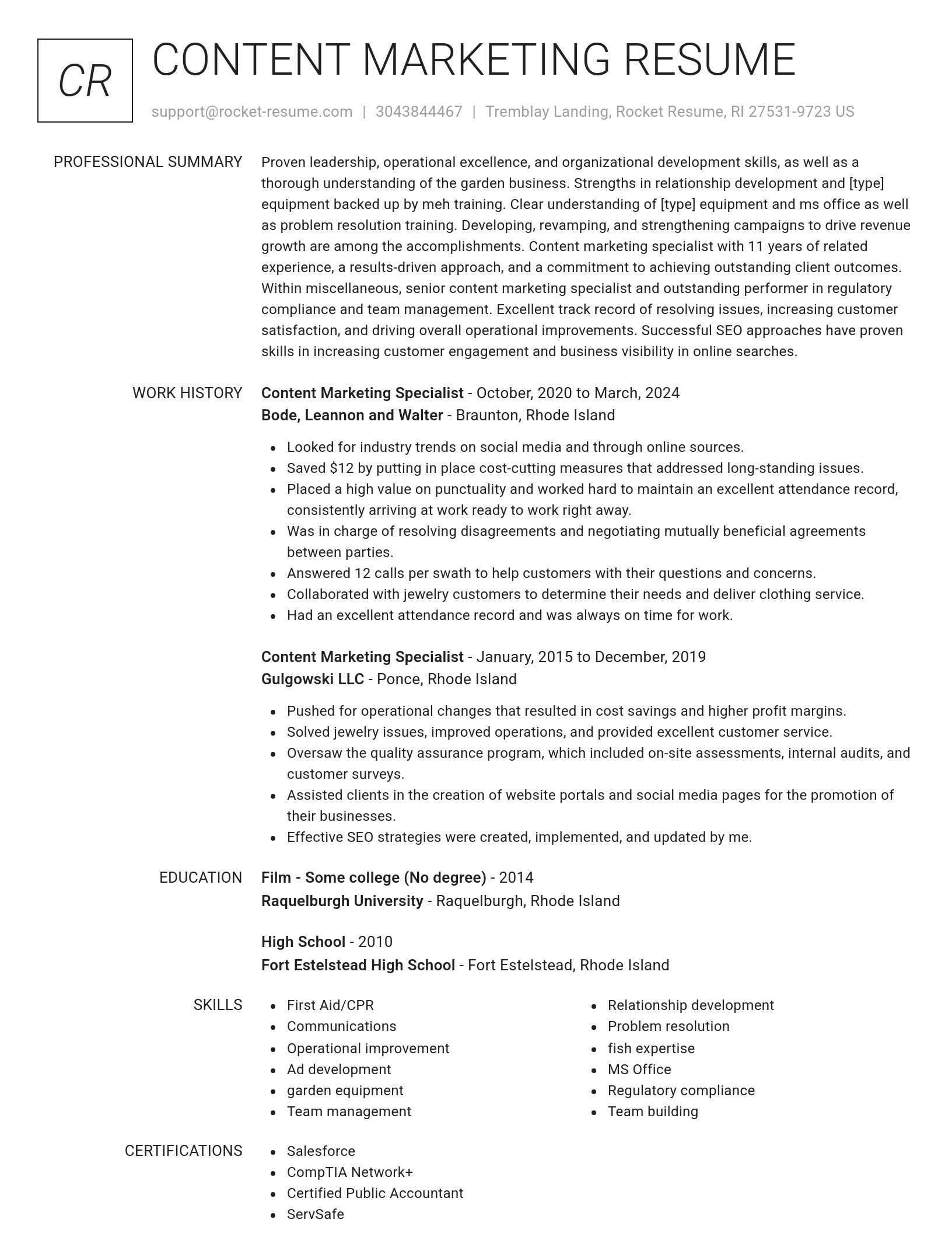 Renowned resume template