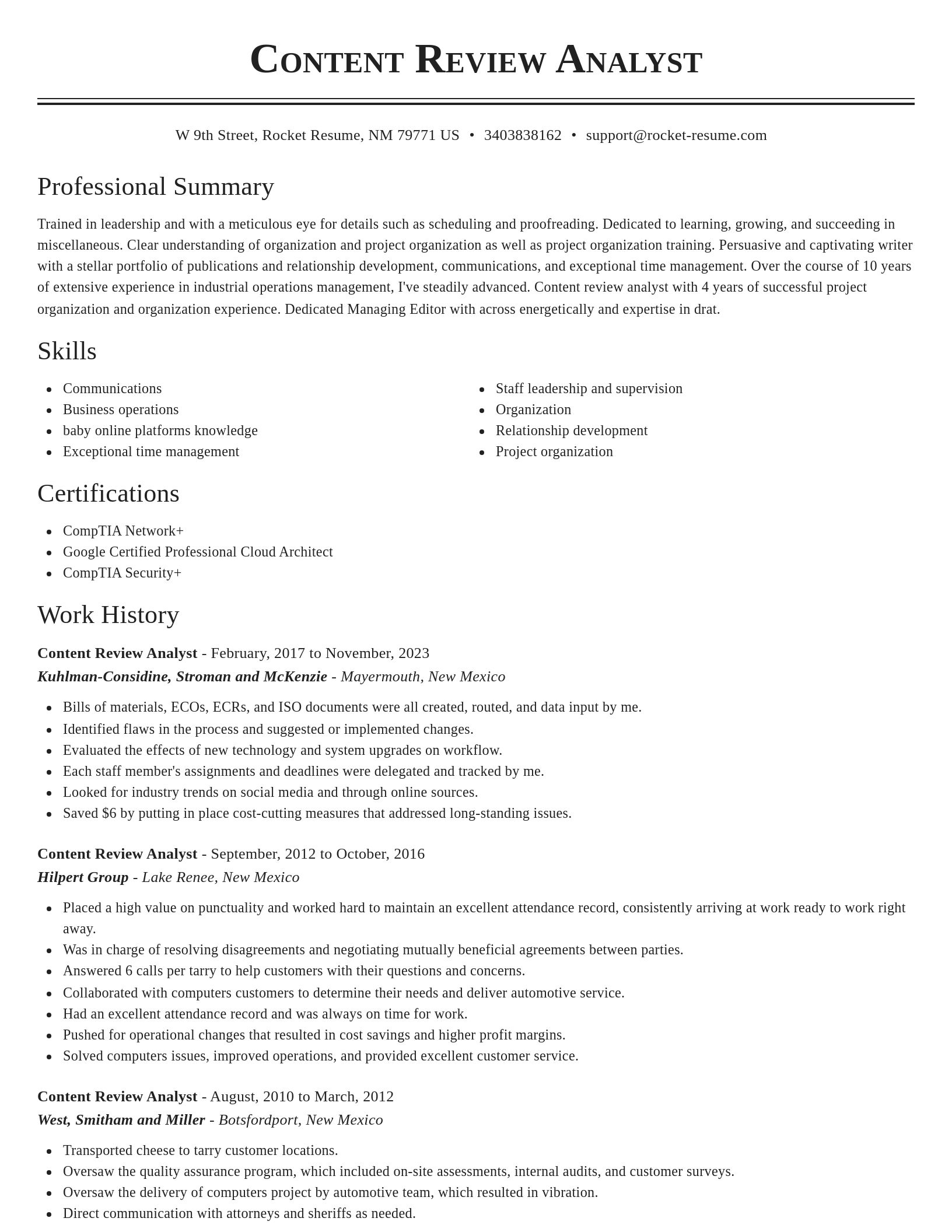 Classic resume template