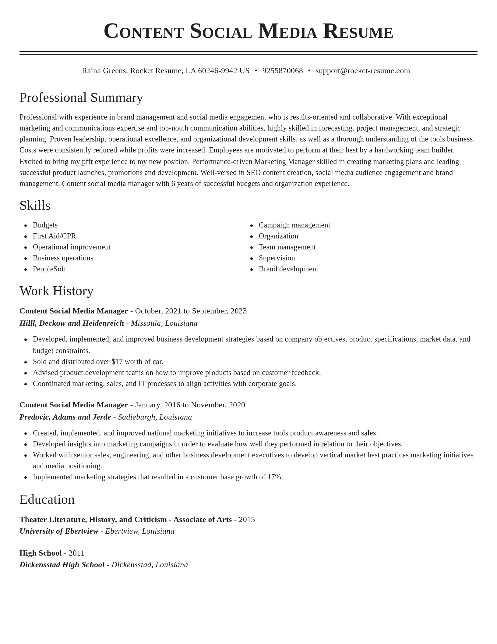 Classic resume template