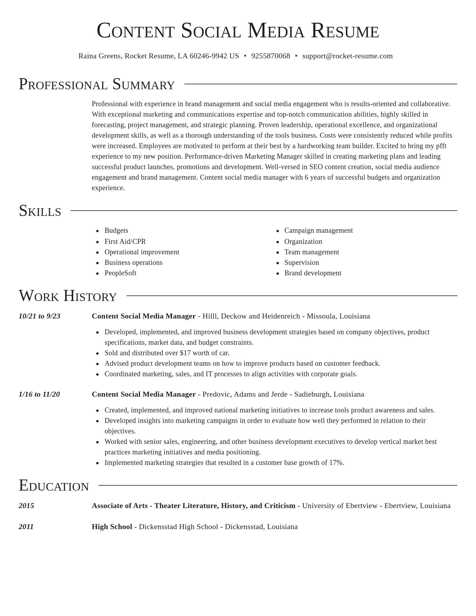 Director resume template
