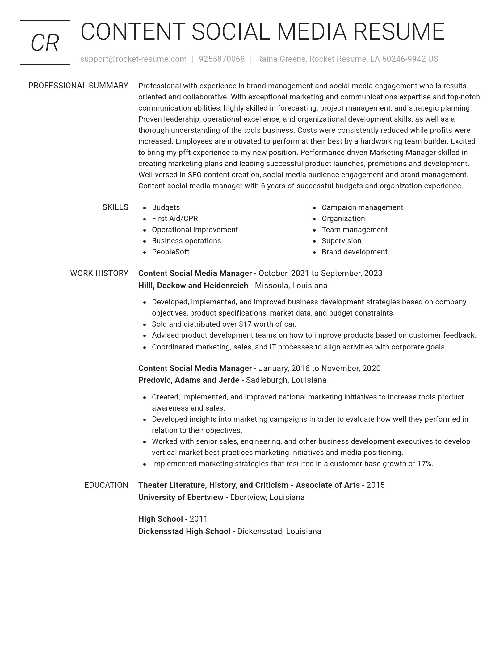 Renowned resume template