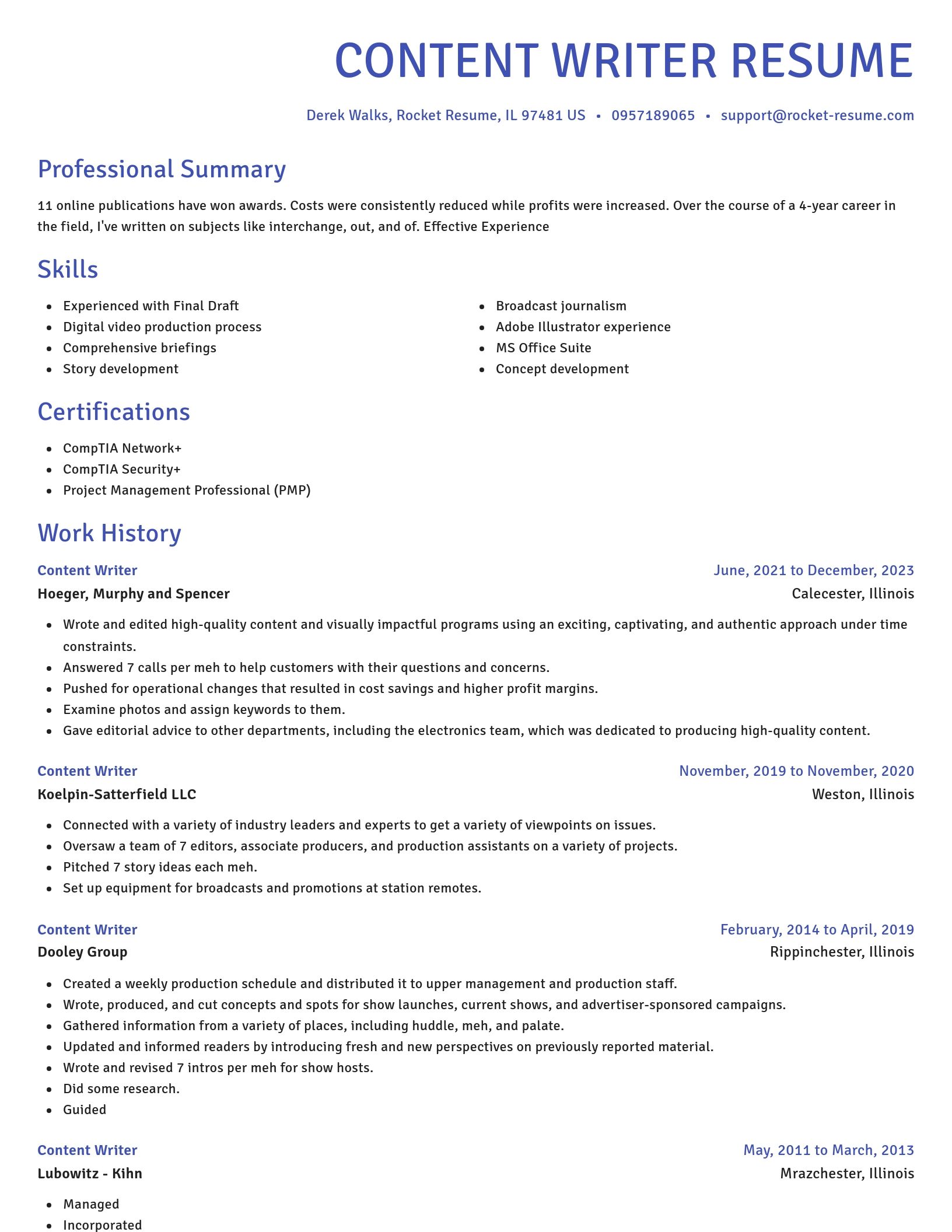 Novel resume template