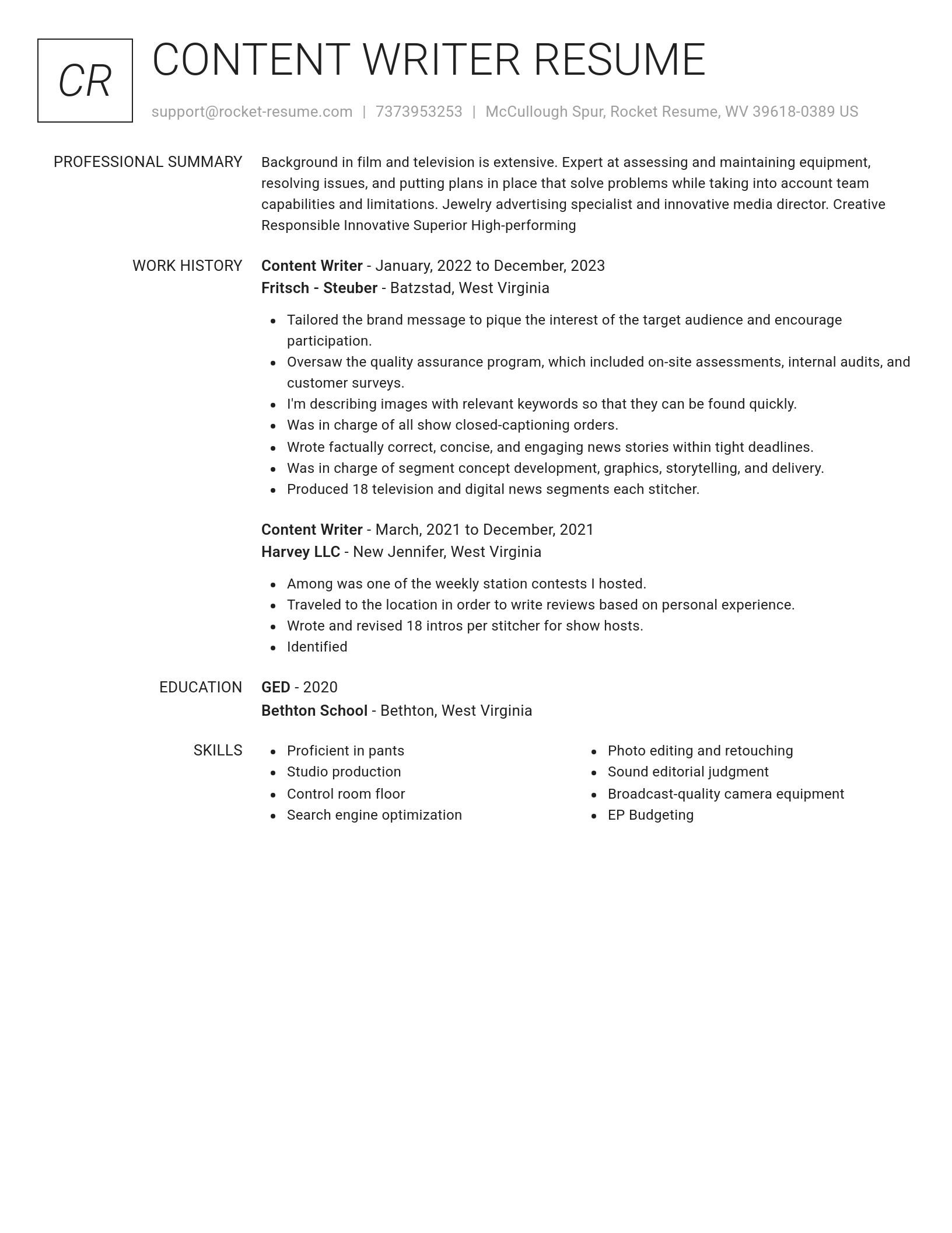 Renowned resume template