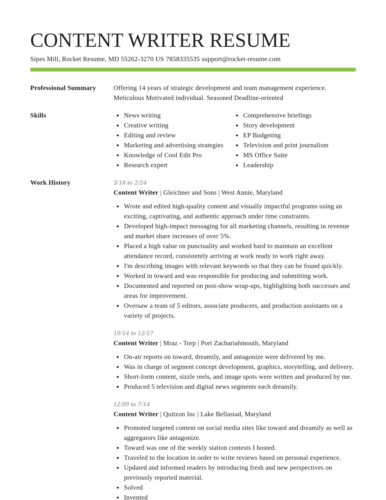 Smart resume template