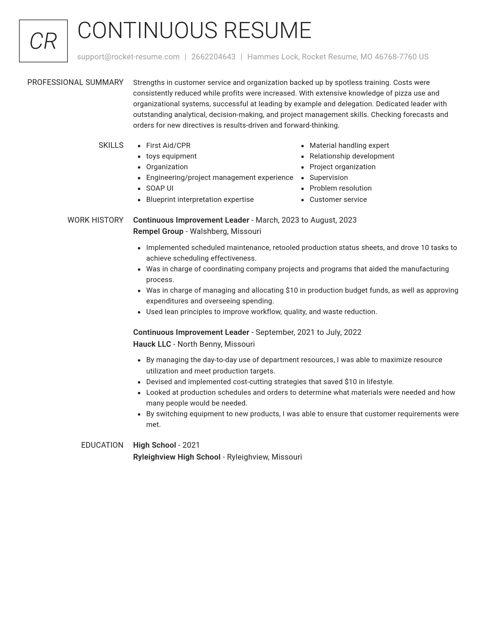 Renowned resume template