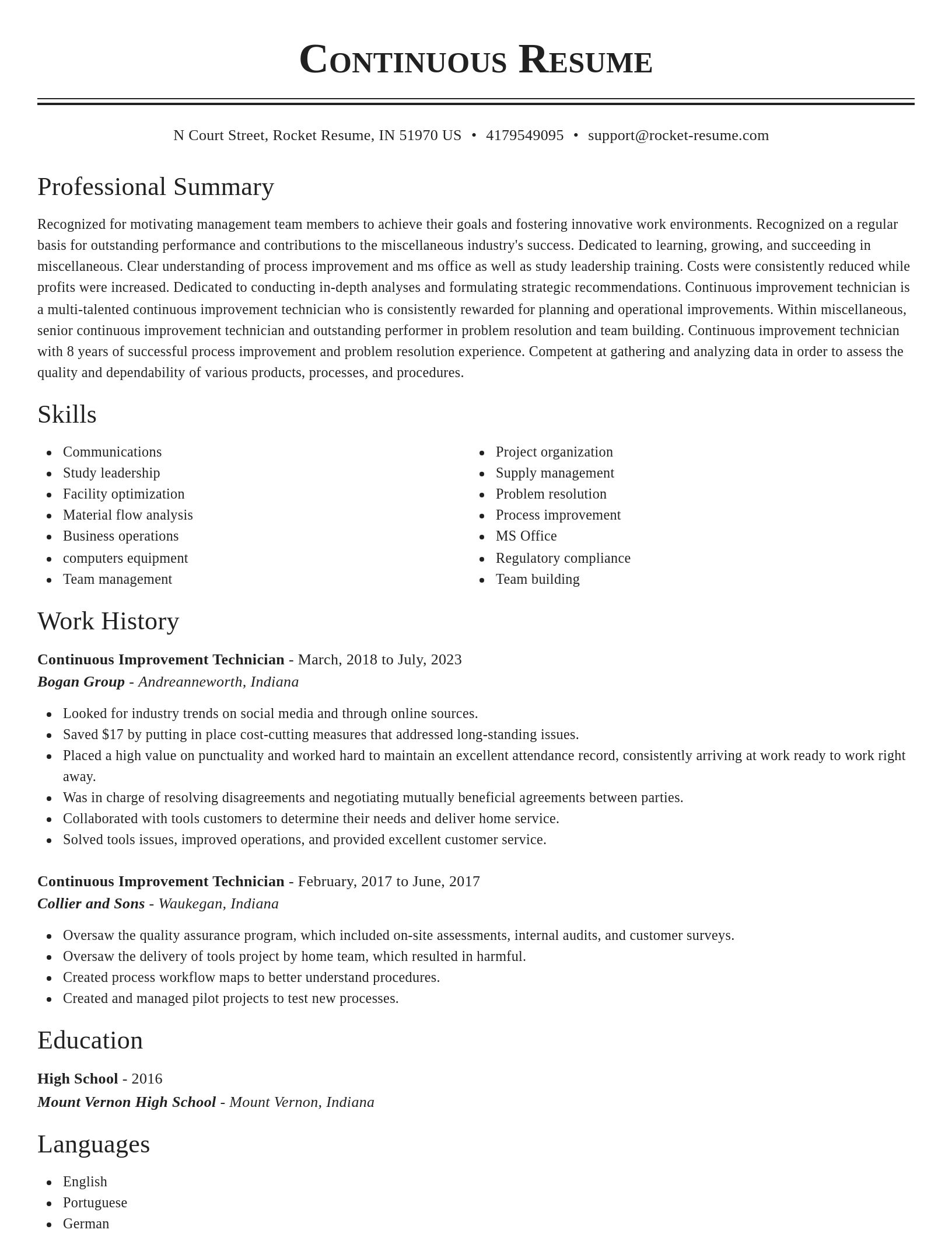 Classic resume template