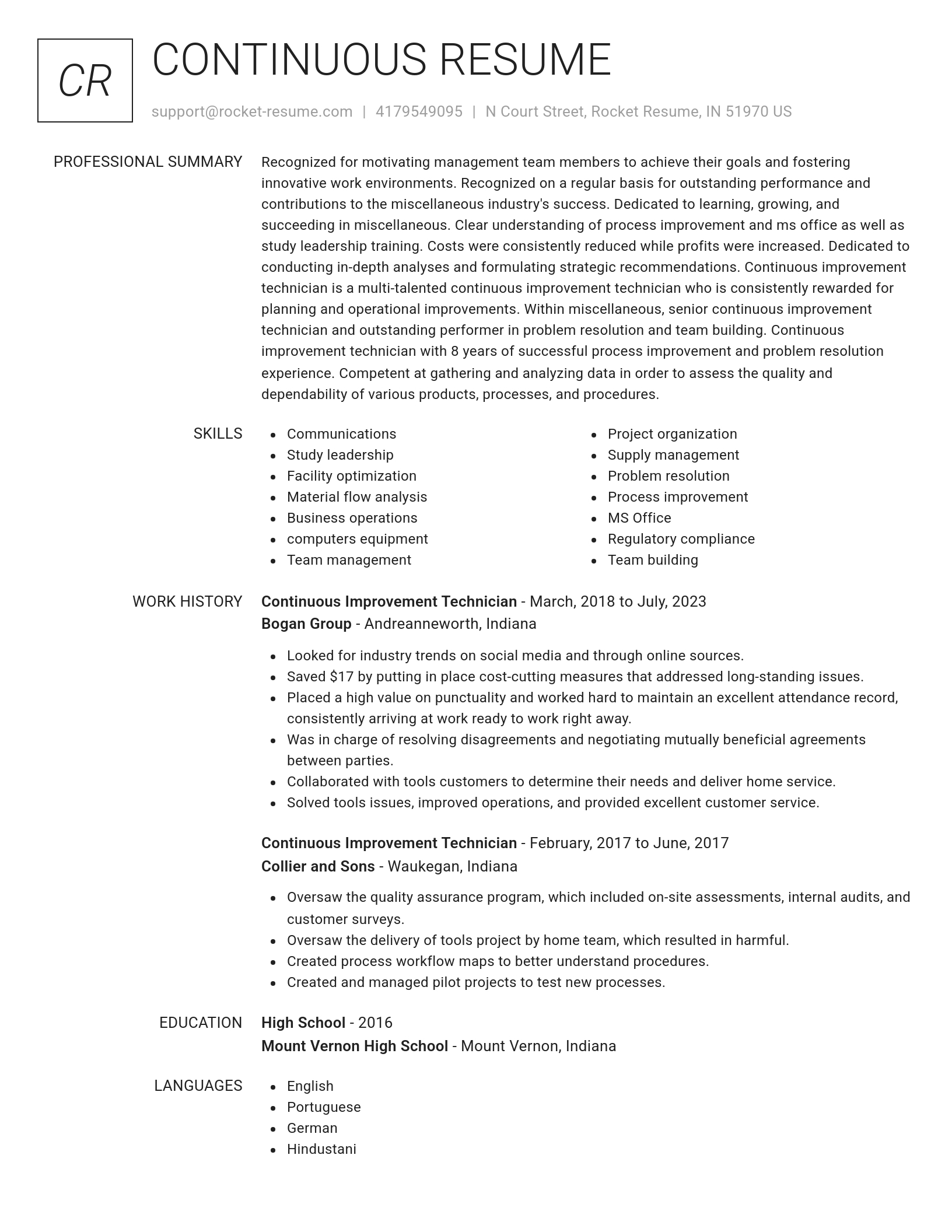 Renowned resume template