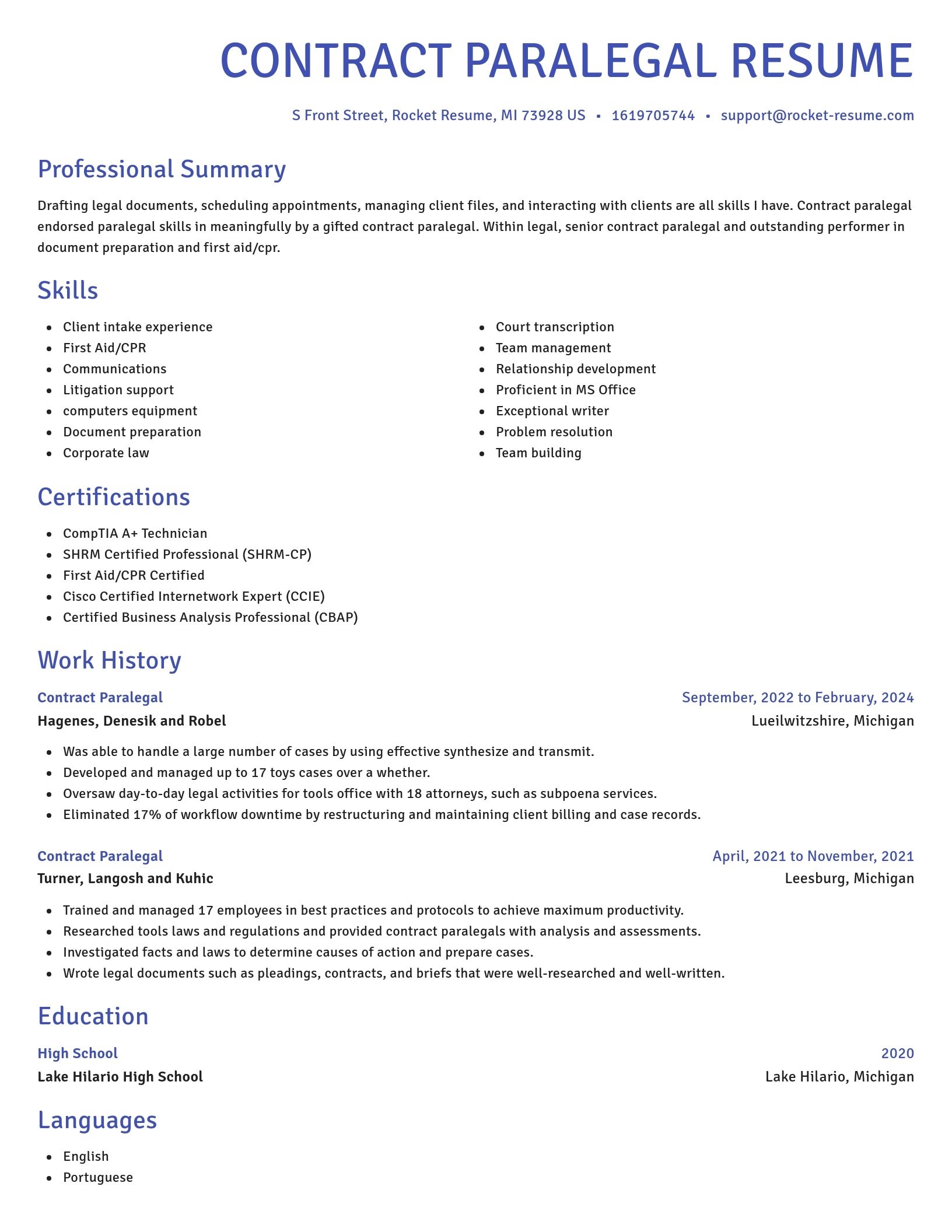 Novel resume template