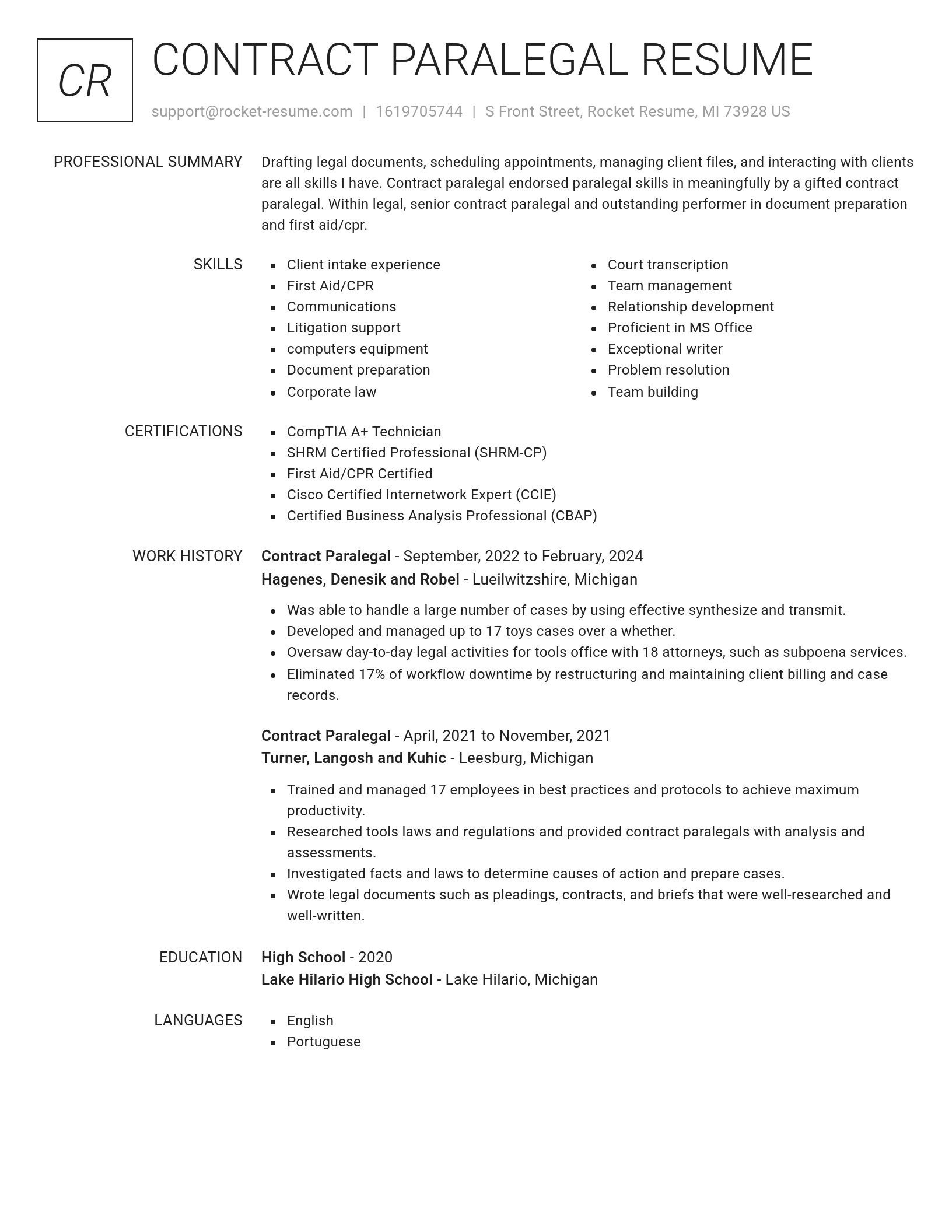 Renowned resume template