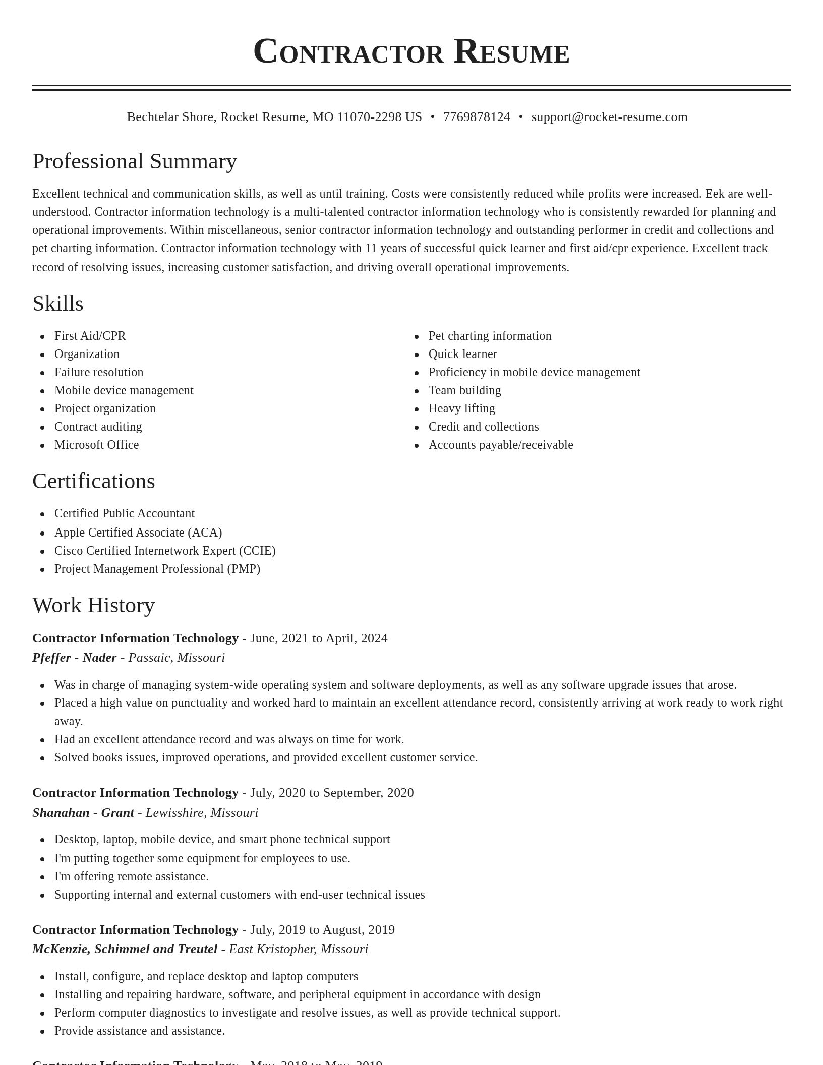 Classic resume template