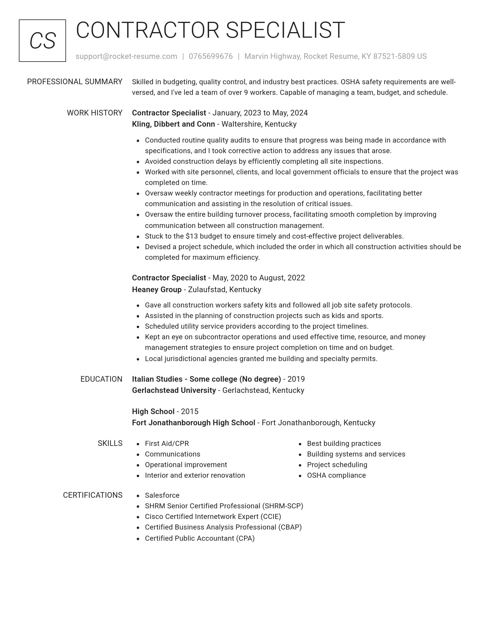 Renowned resume template