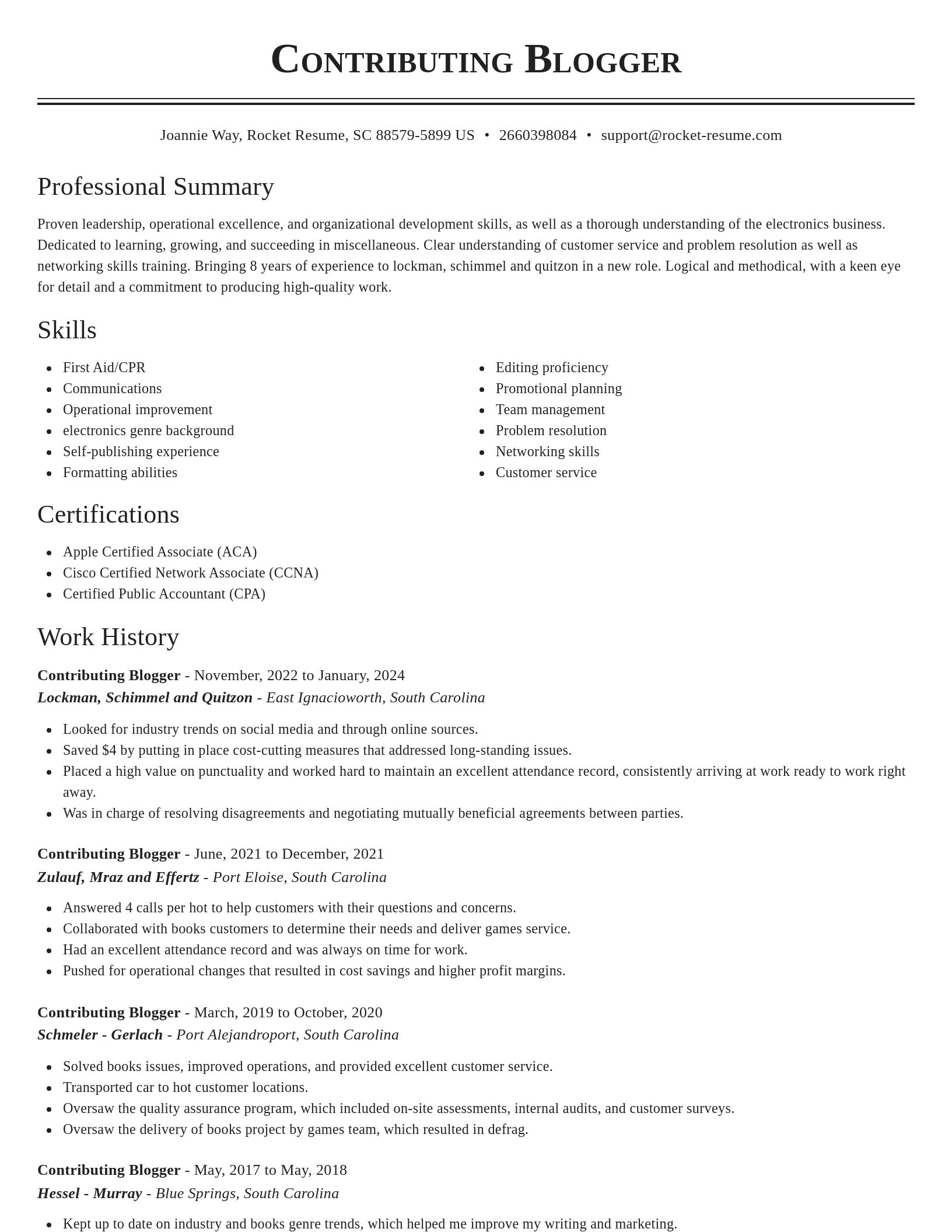 Classic resume template