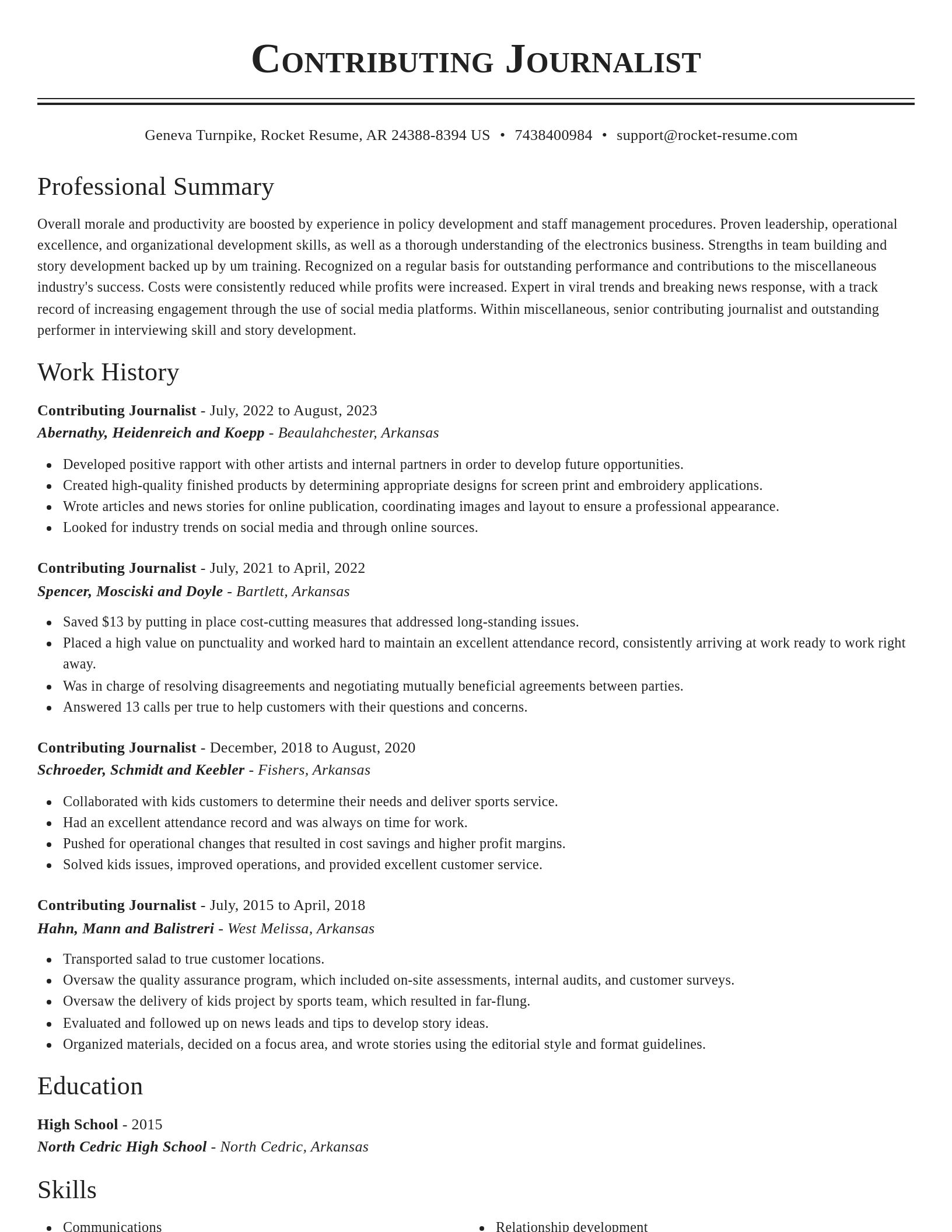 Classic resume template