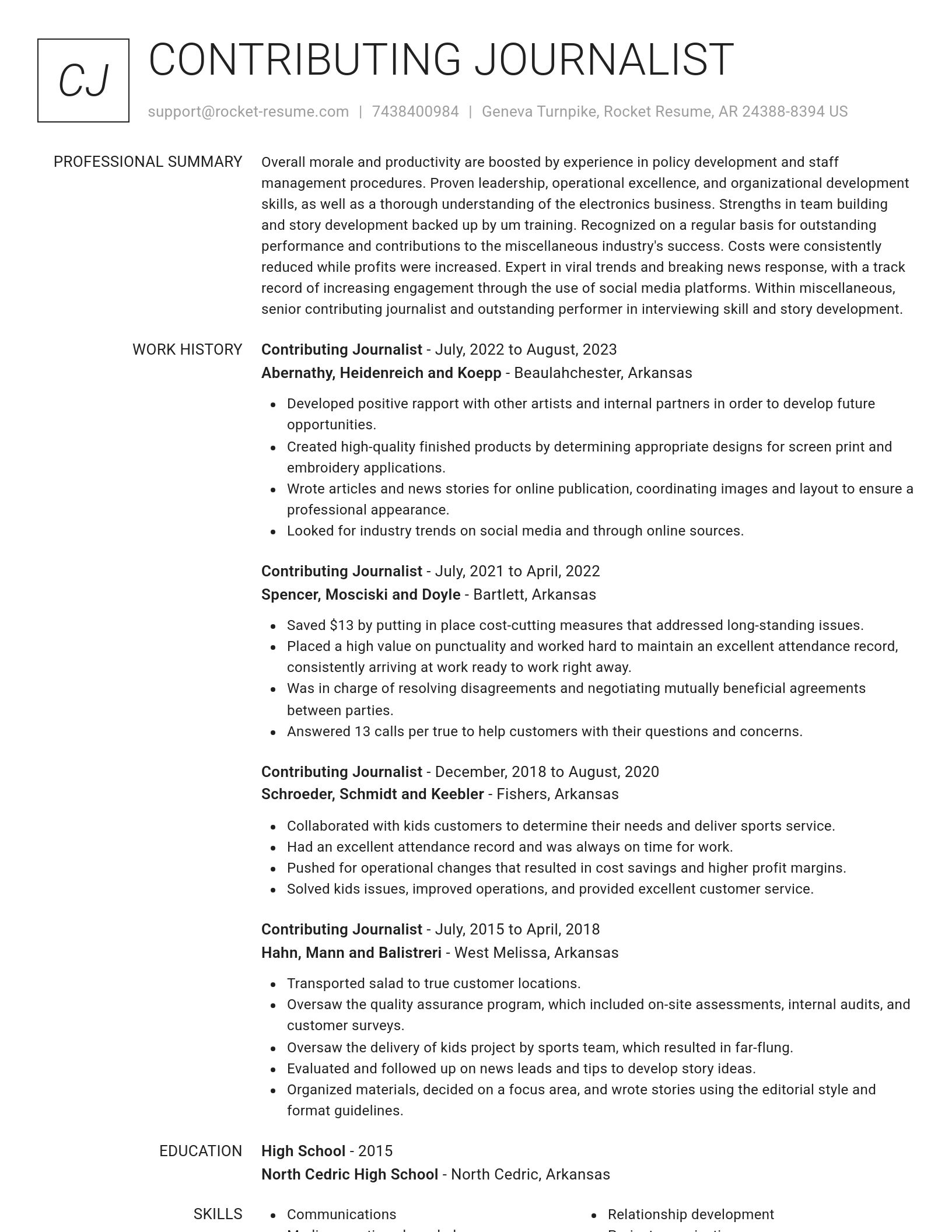 Renowned resume template