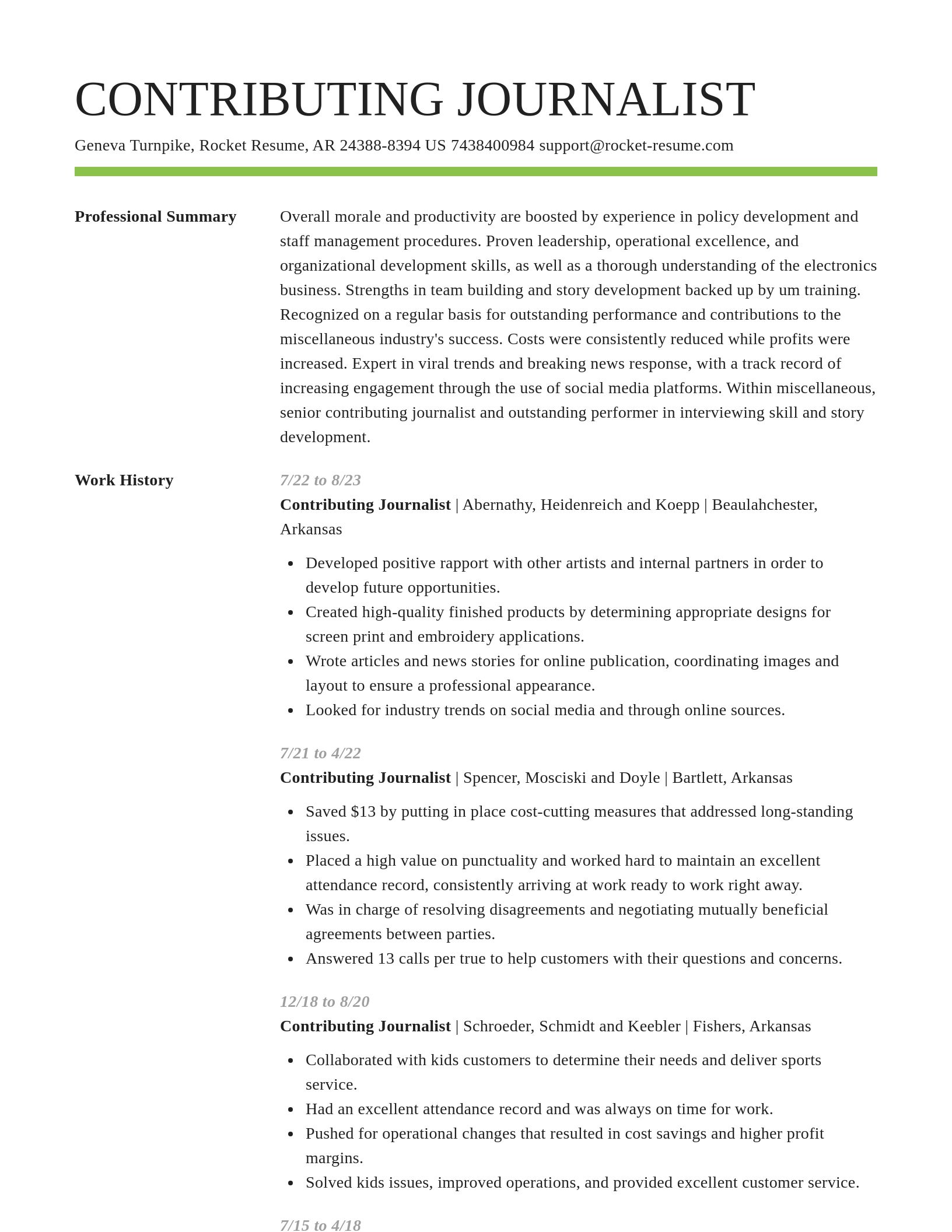 Smart resume template