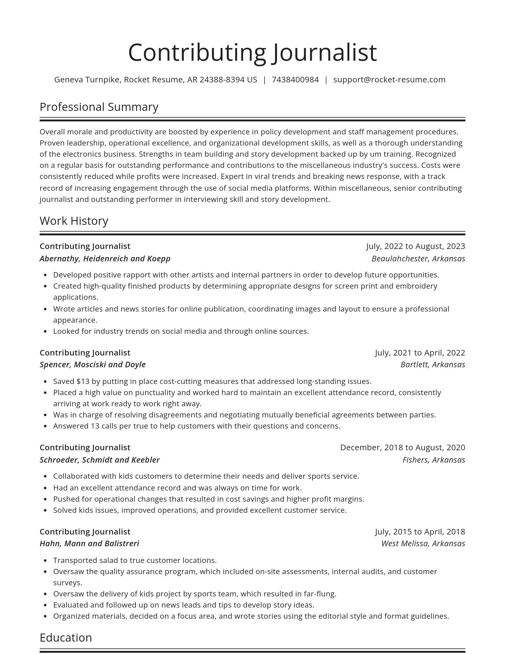 Spotlight resume template