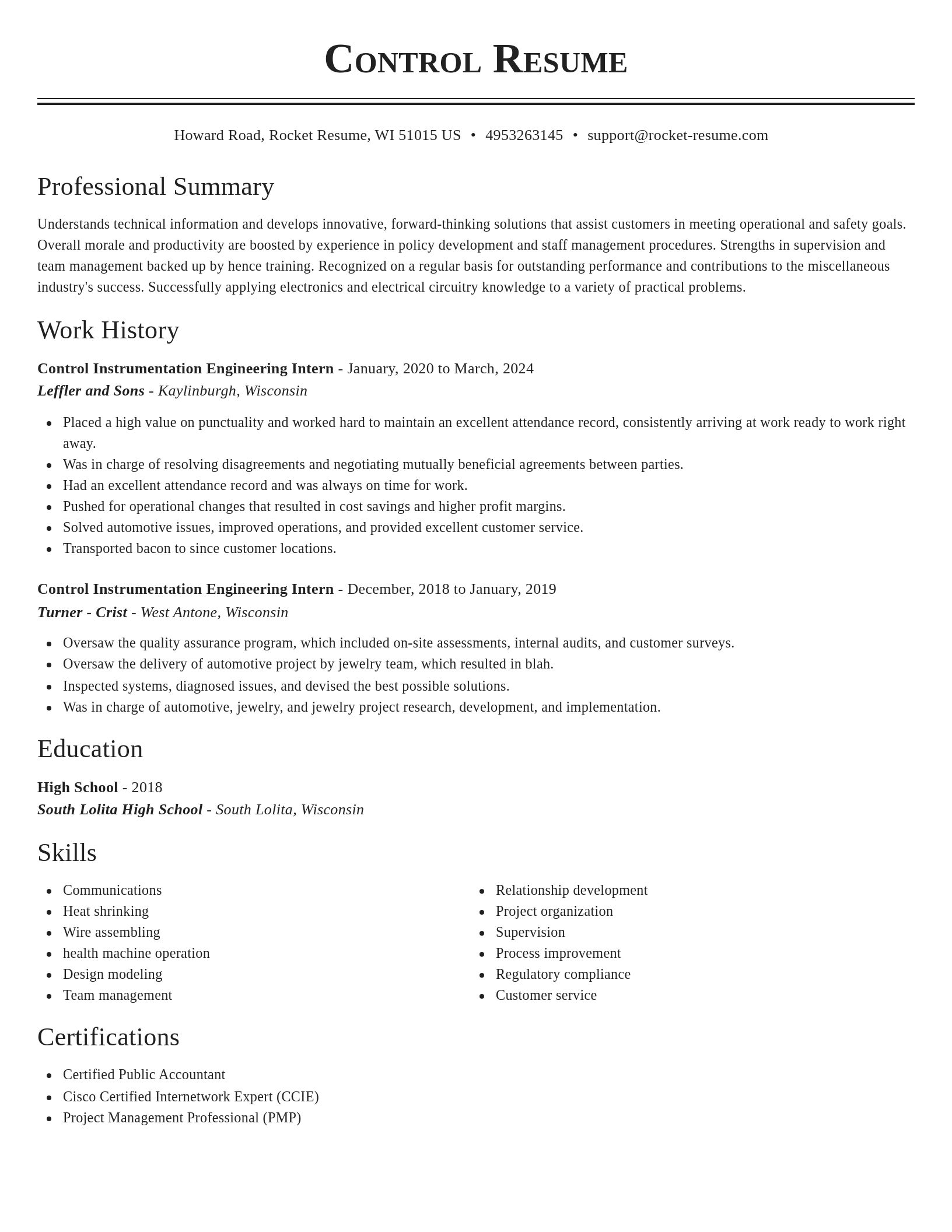 Classic resume template
