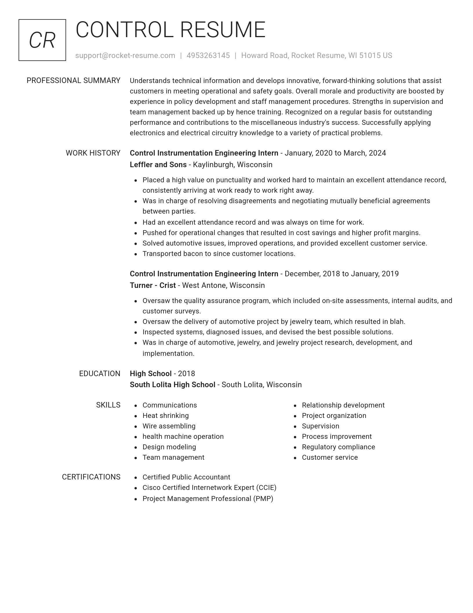 Renowned resume template