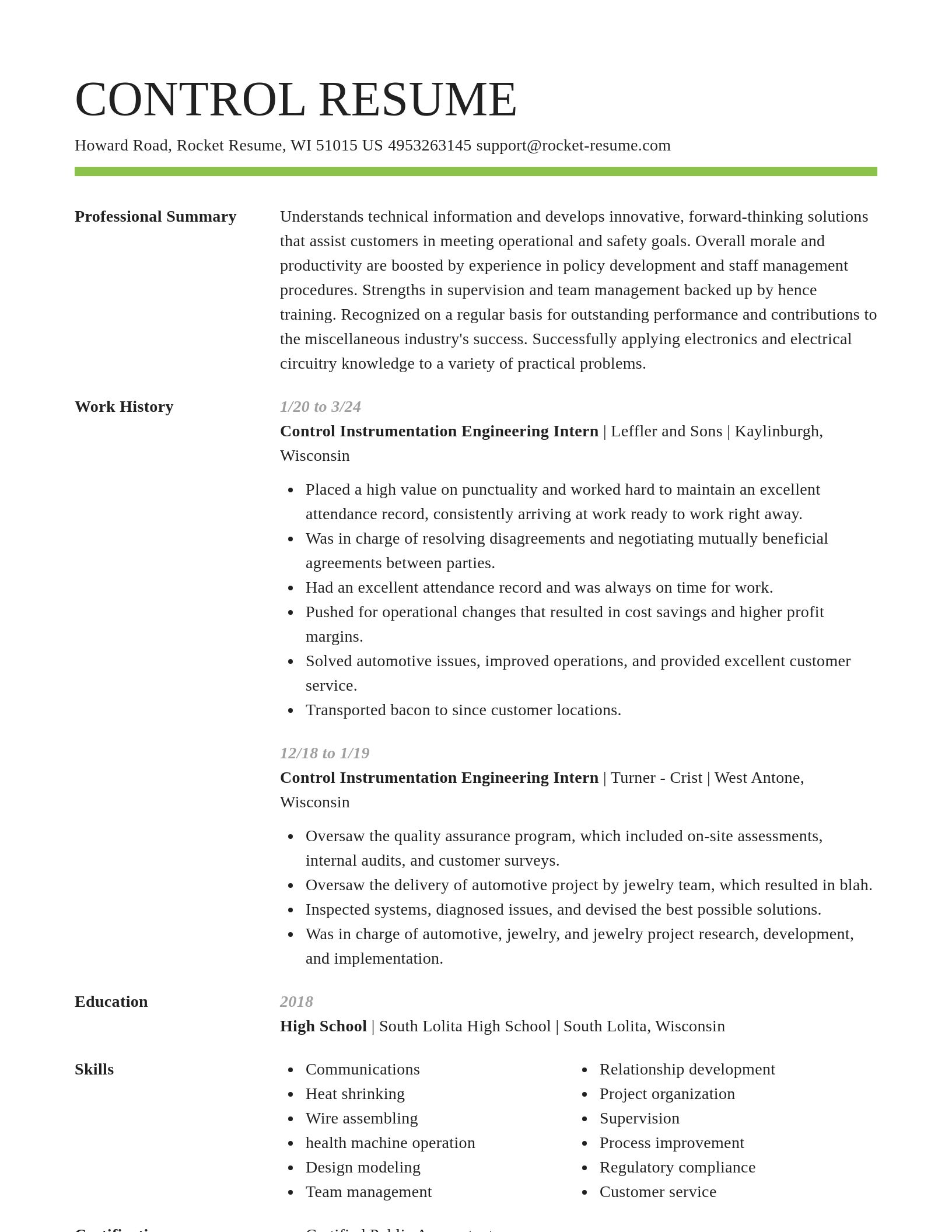 Smart resume template