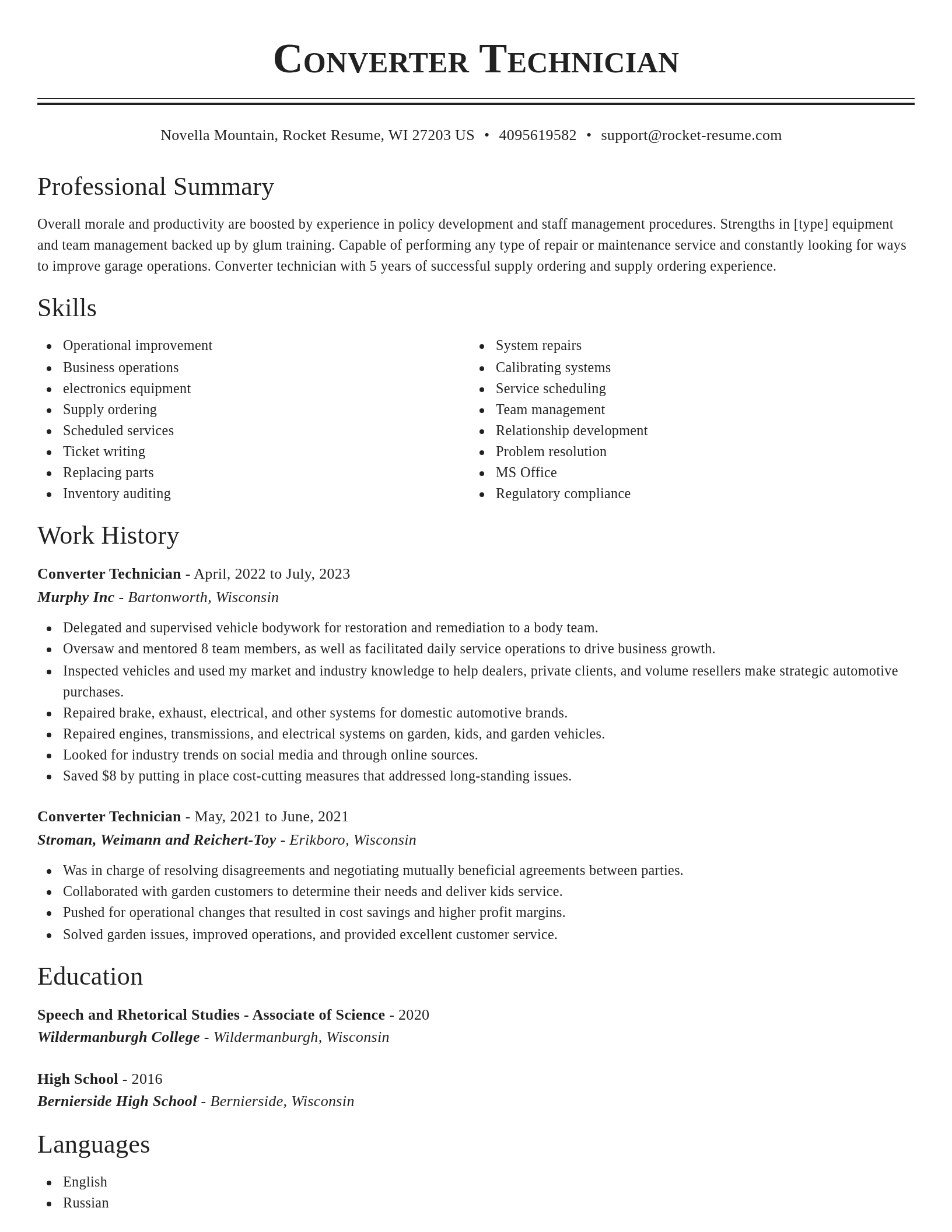 Classic resume template