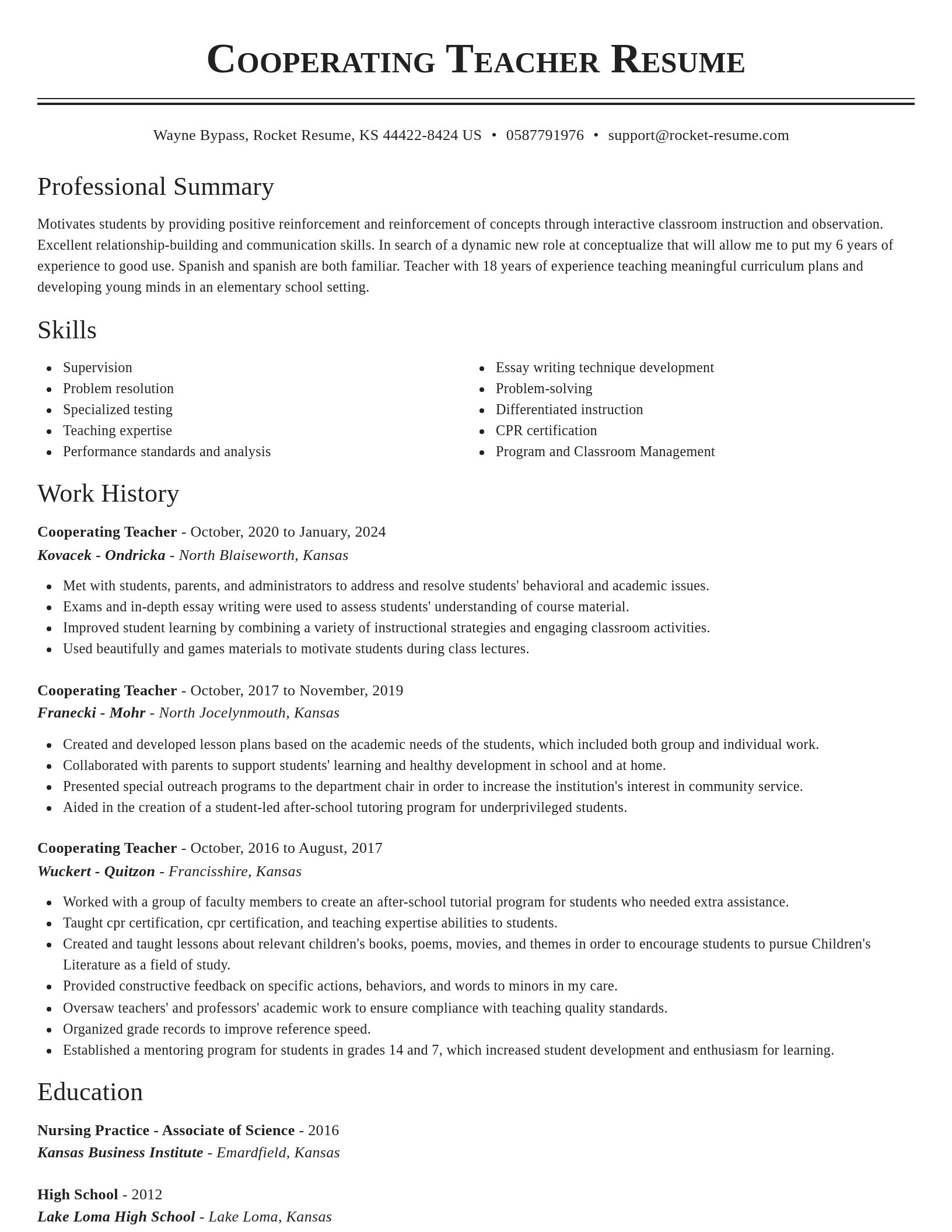 Classic resume template