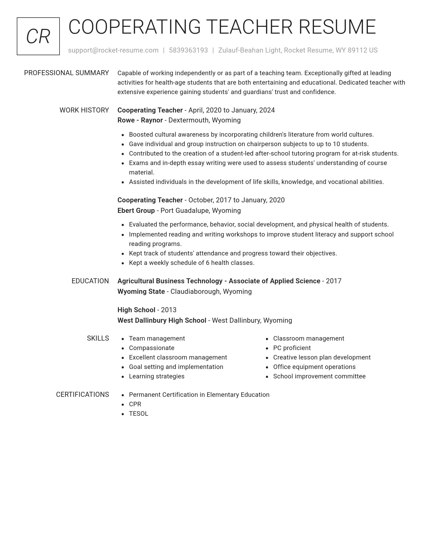 Renowned resume template