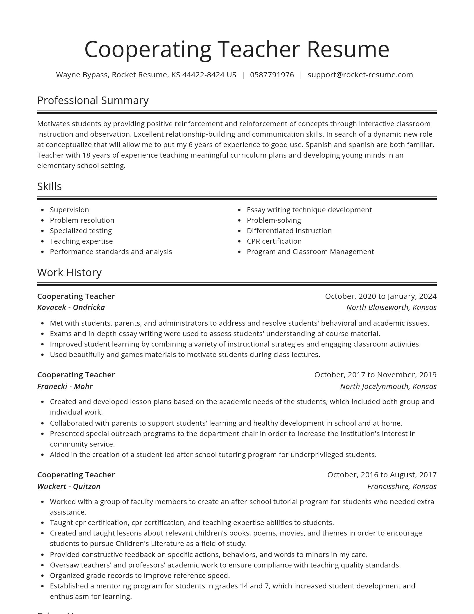 Spotlight resume template