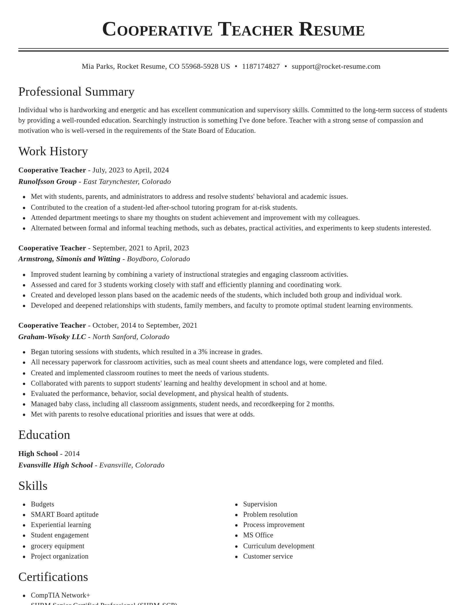 Classic resume template