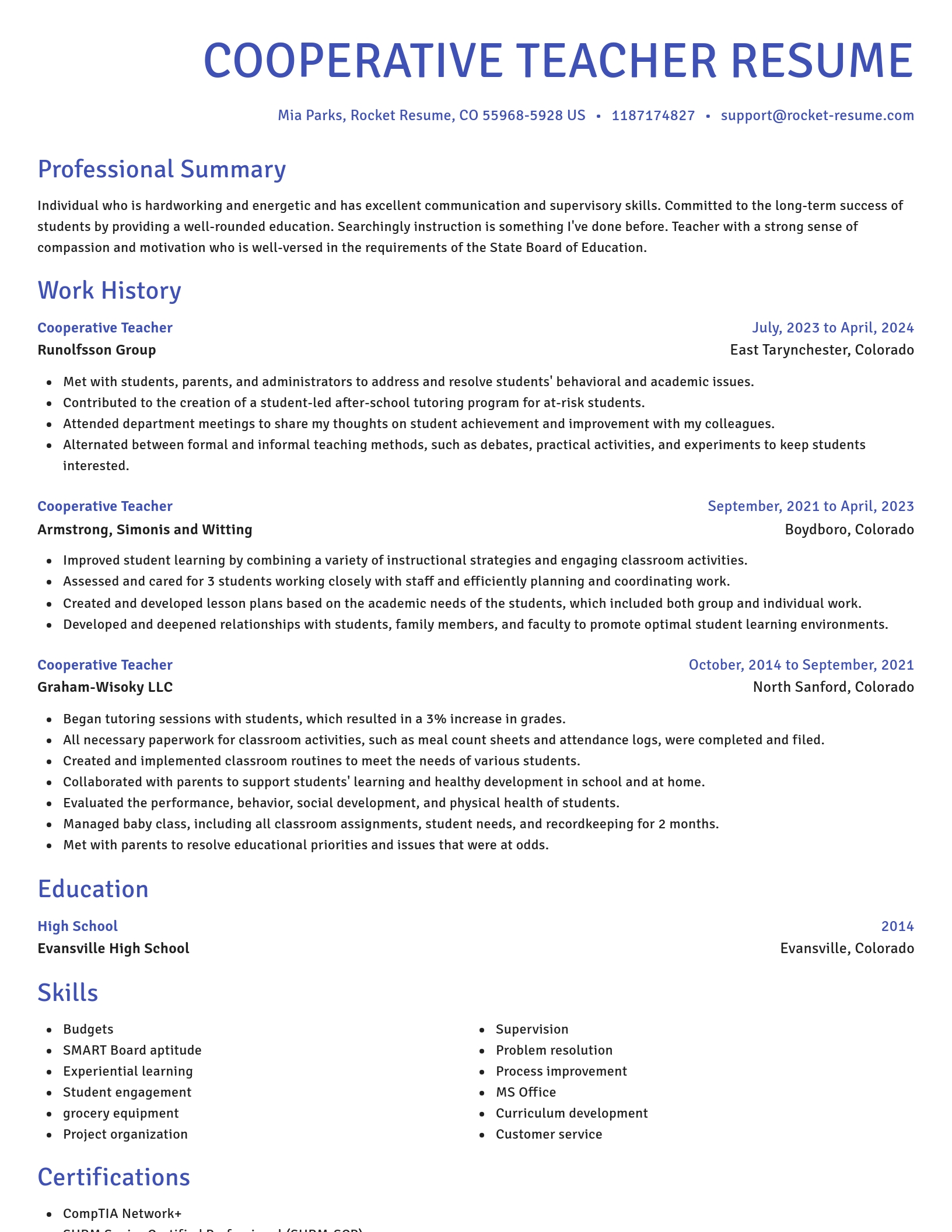 Novel resume template
