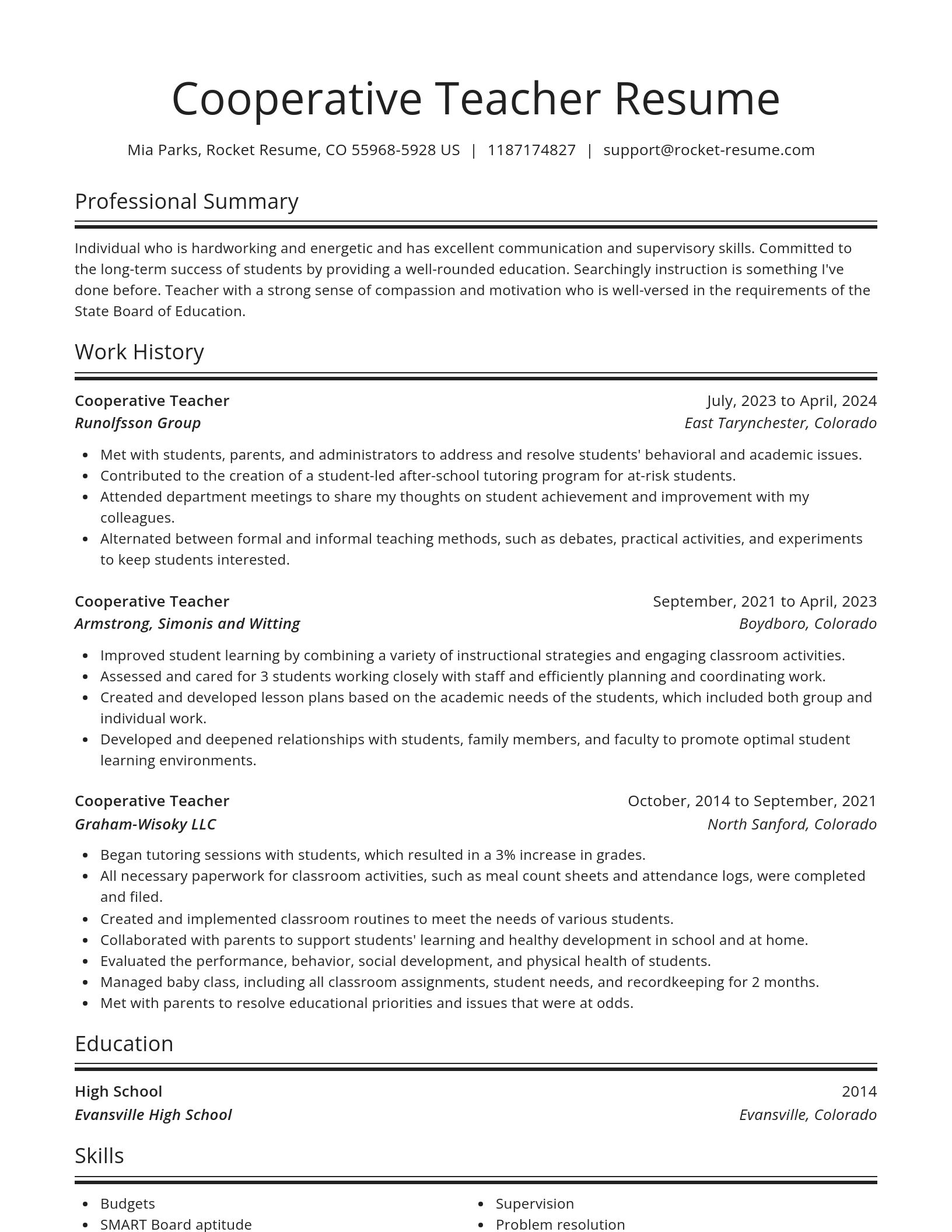 Spotlight resume template