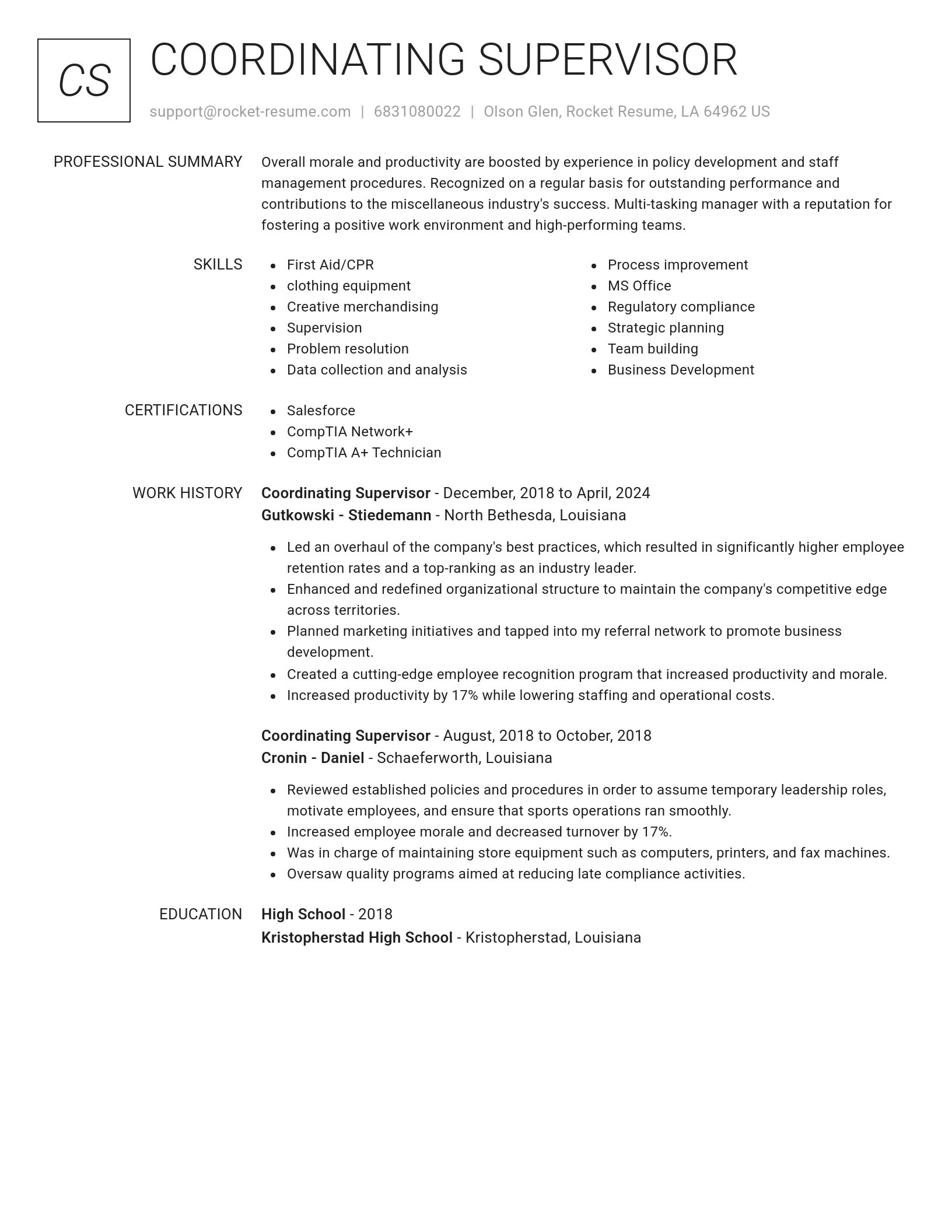 Renowned resume template