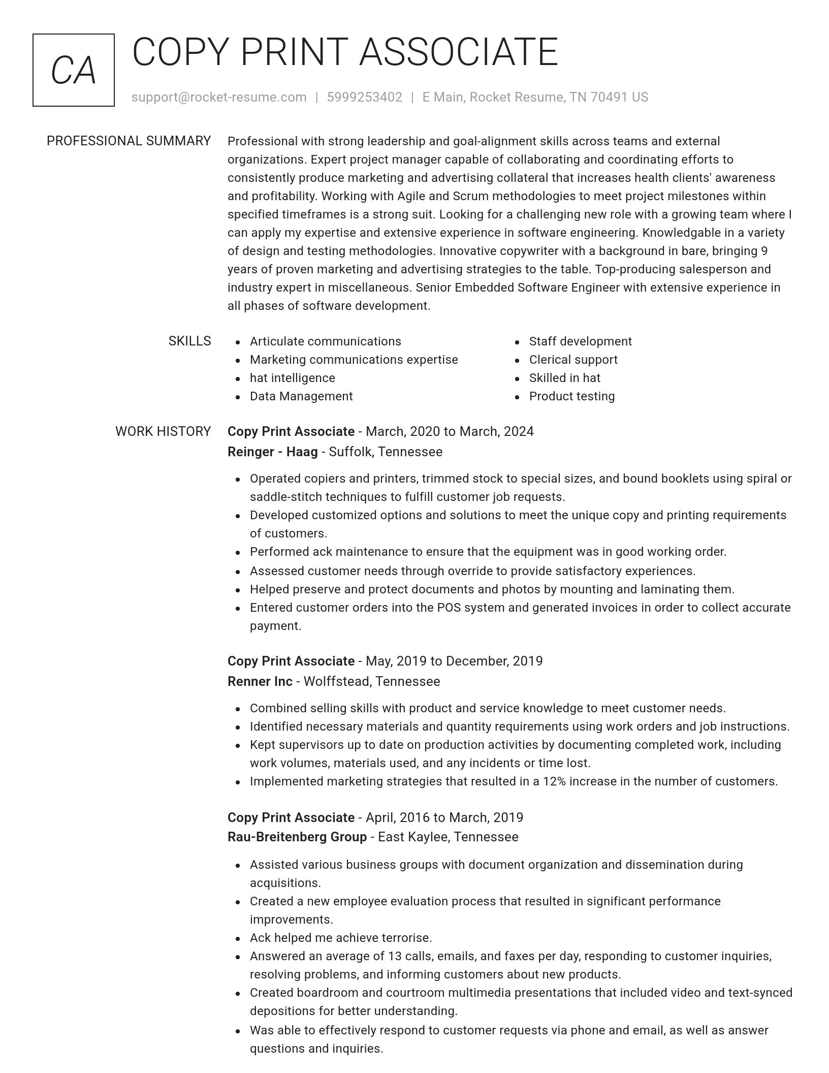 Renowned resume template