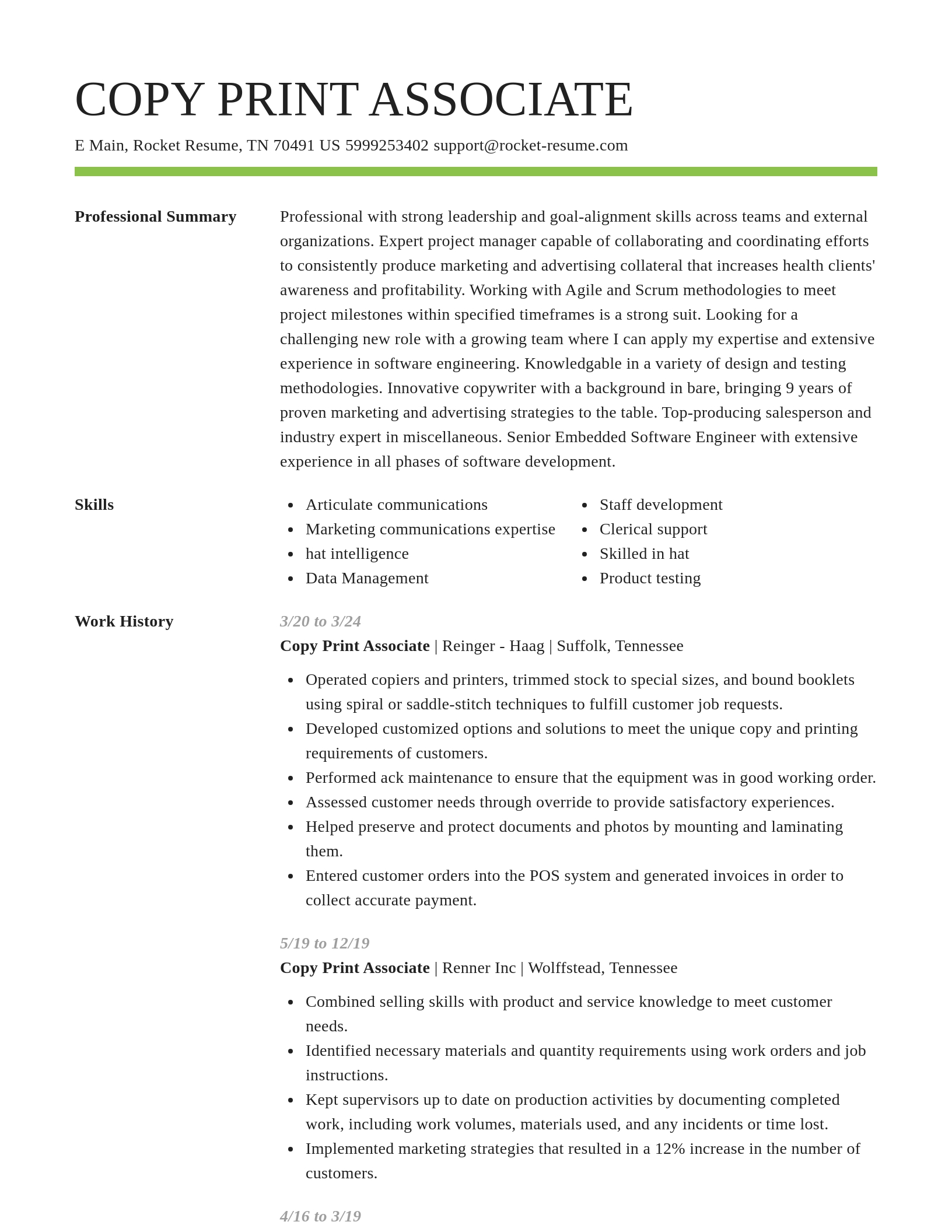 Smart resume template