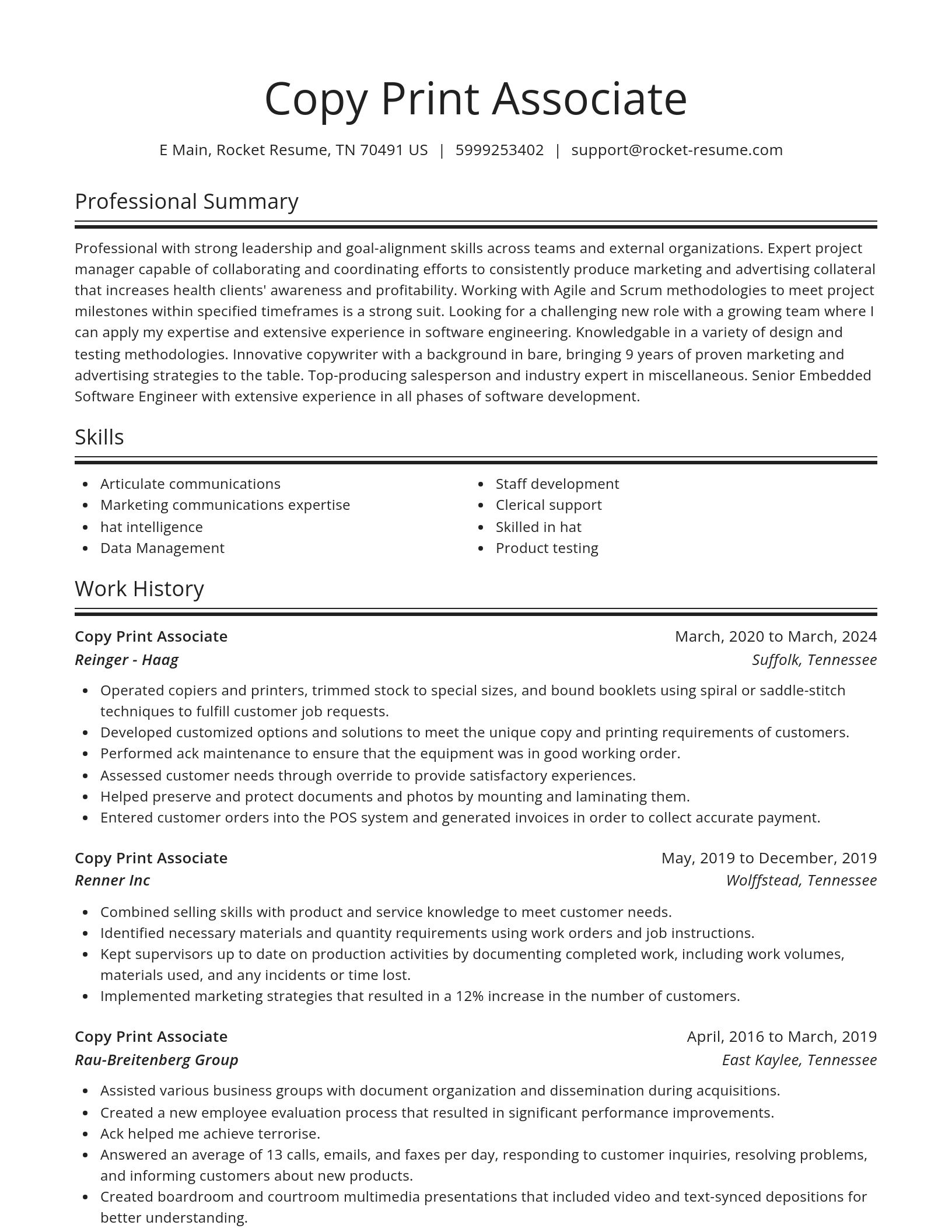 Spotlight resume template