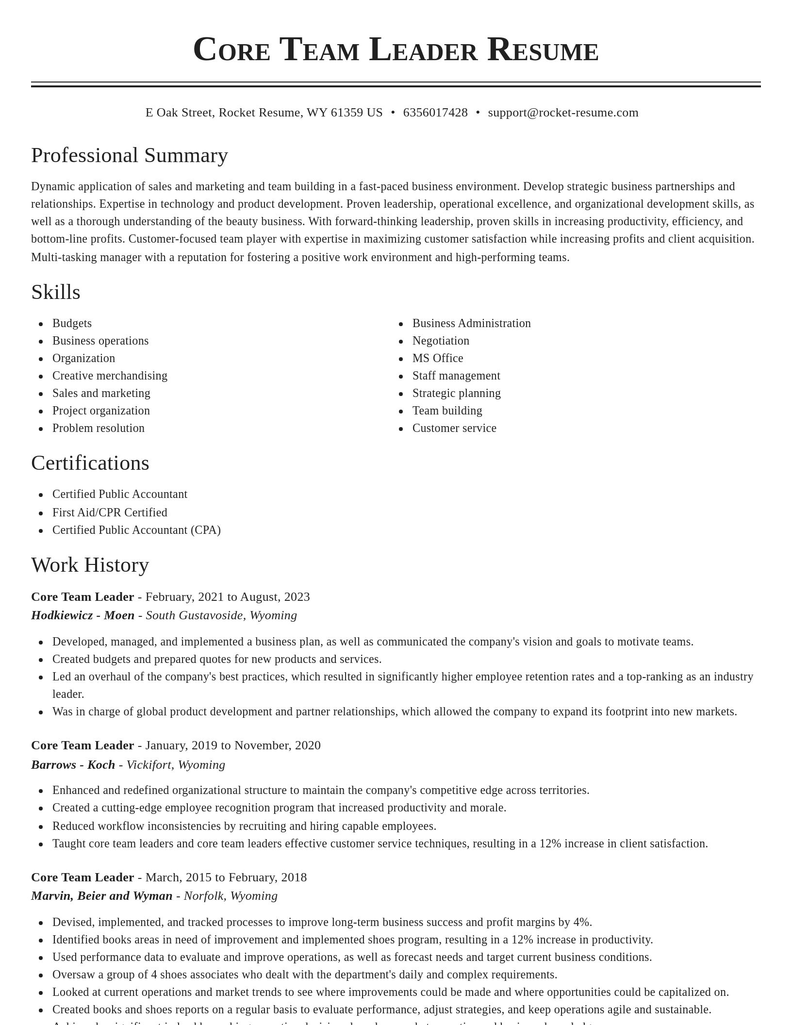 Classic resume template
