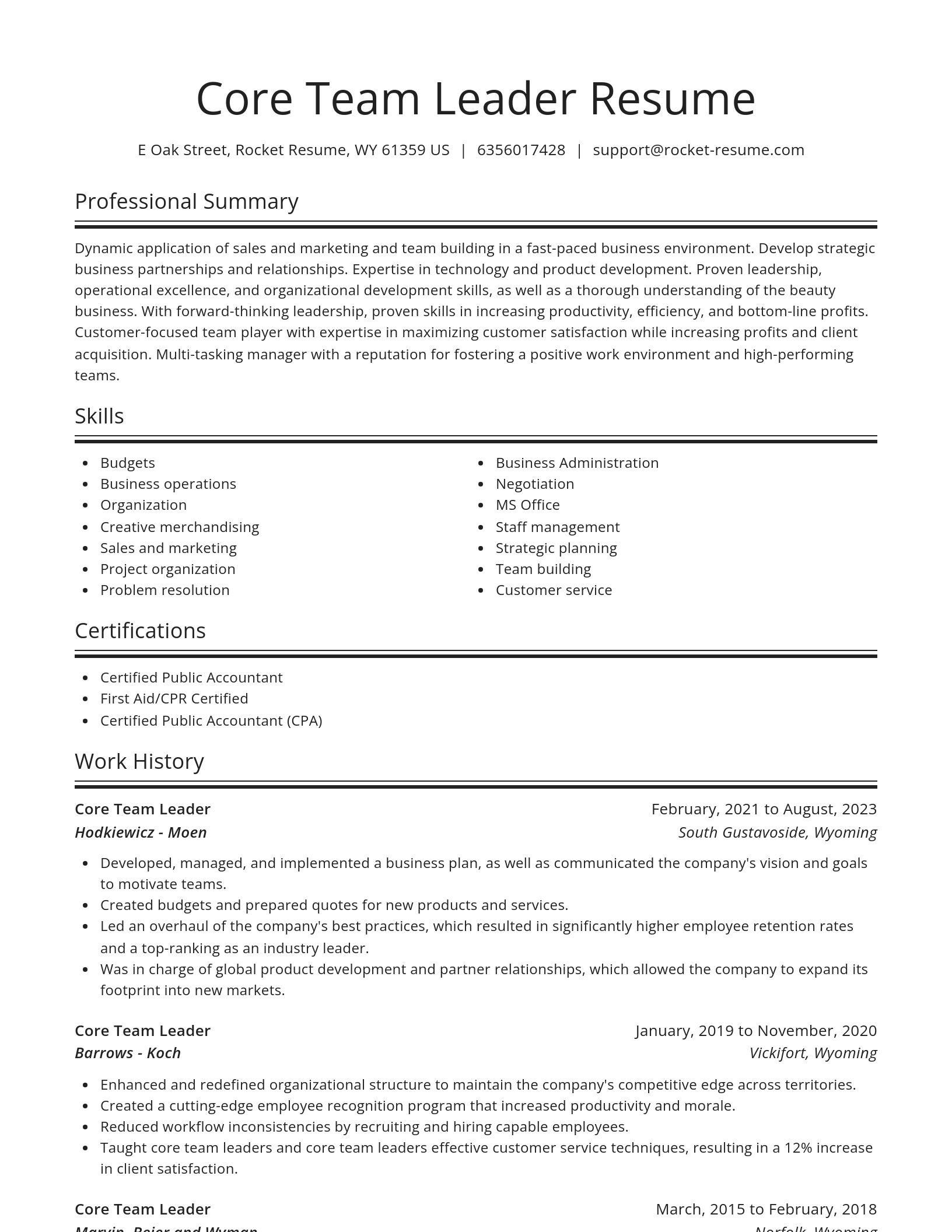 Spotlight resume template