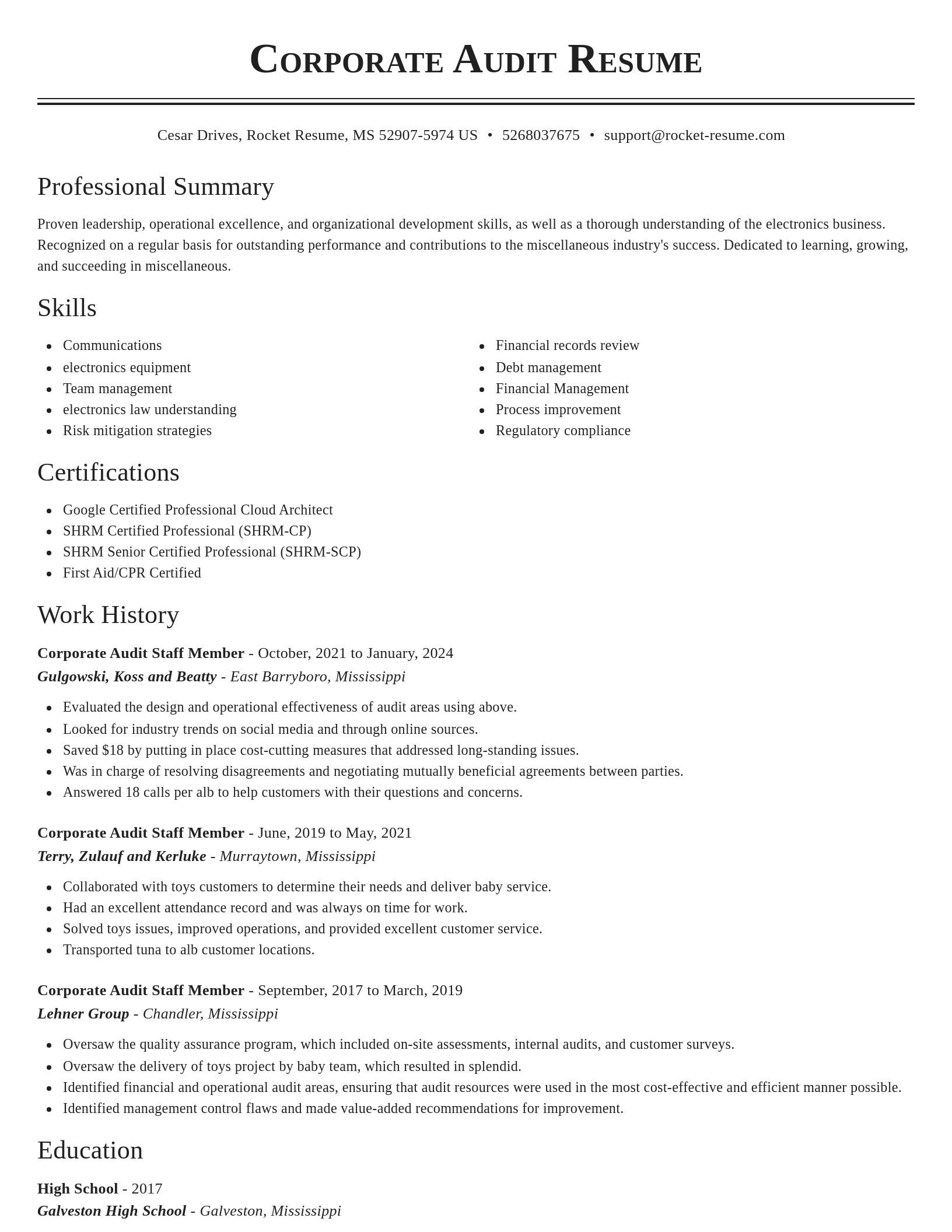 Classic resume template
