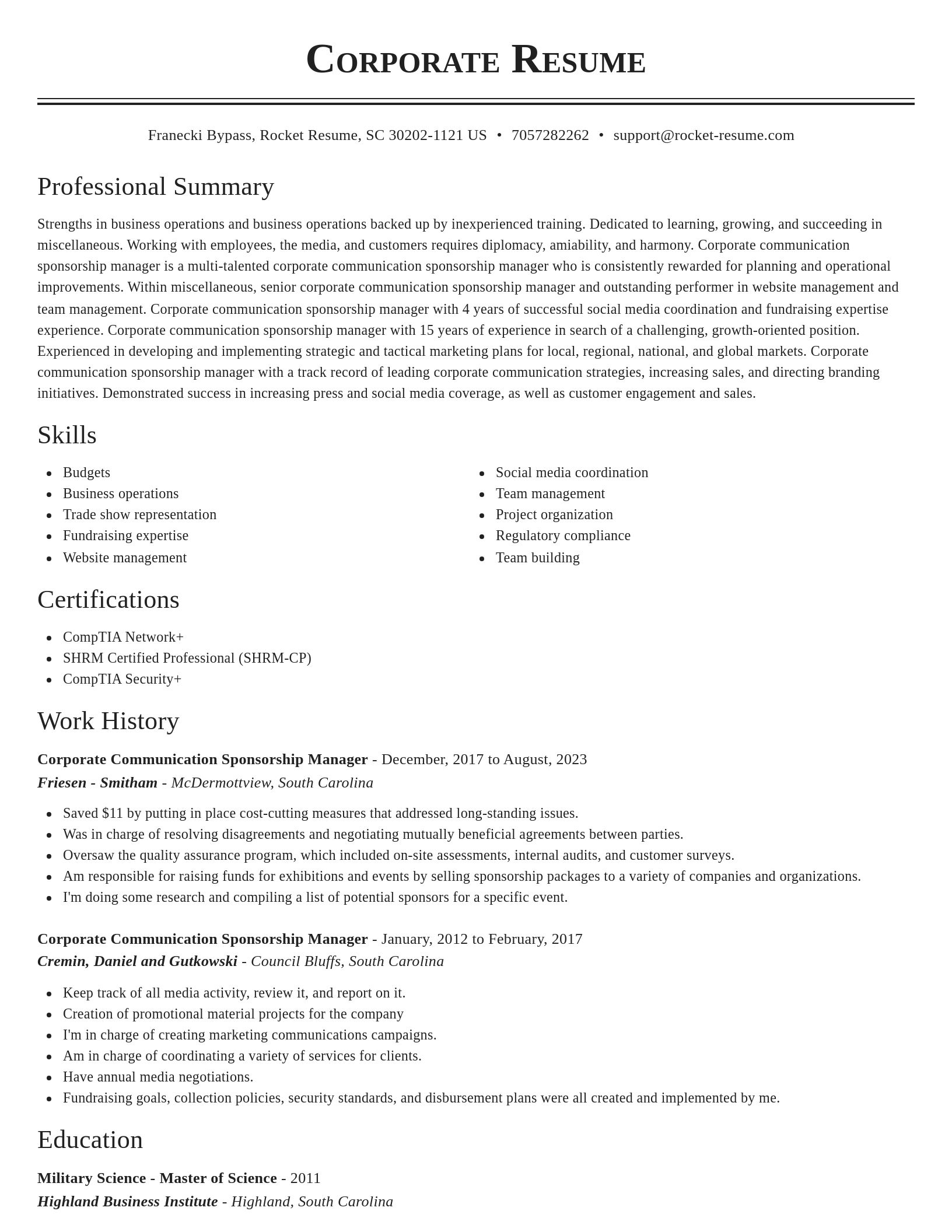 Classic resume template