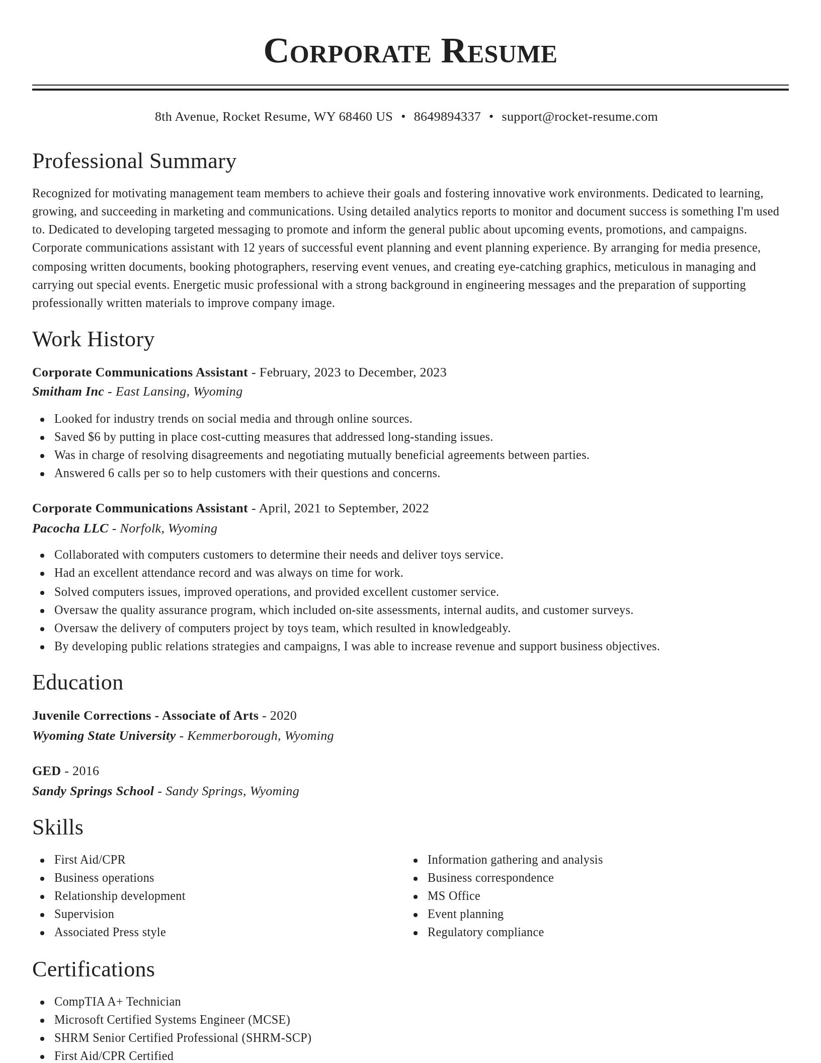 Classic resume template