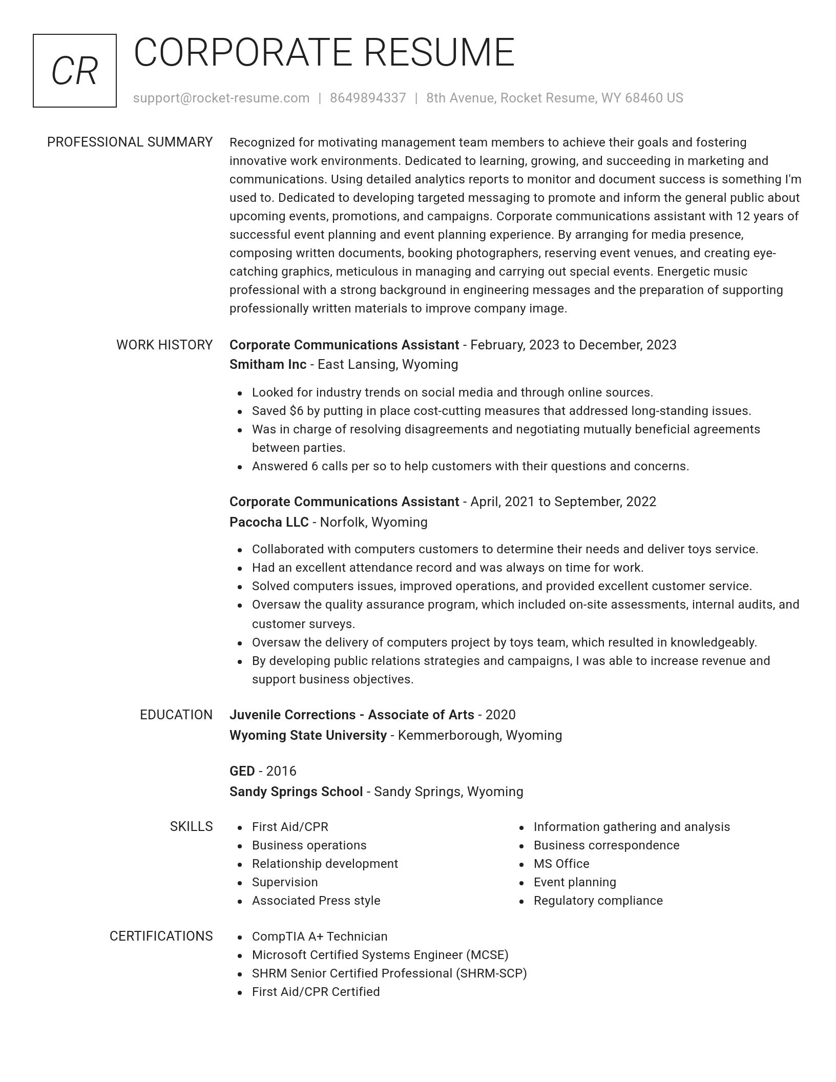 Renowned resume template