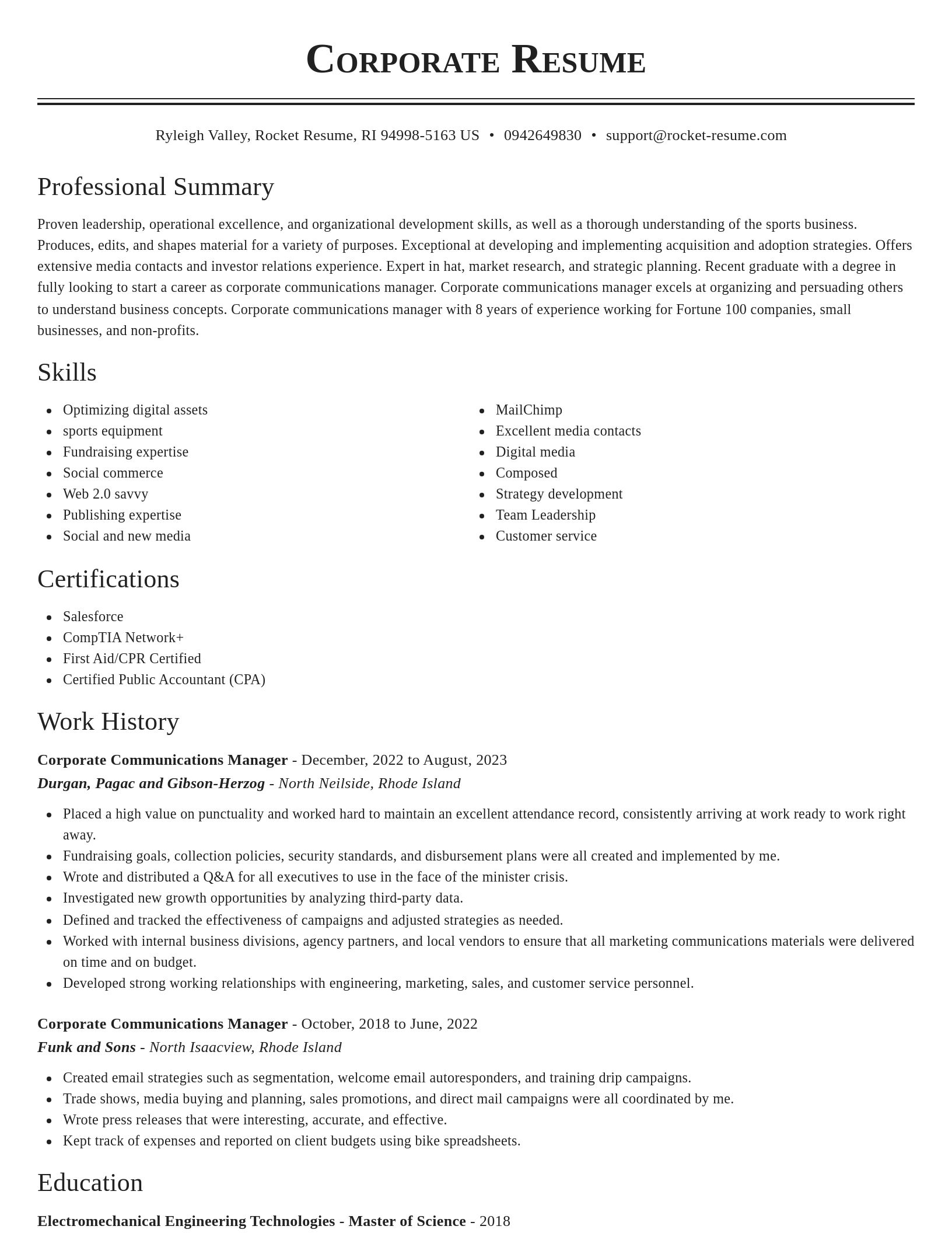 Classic resume template