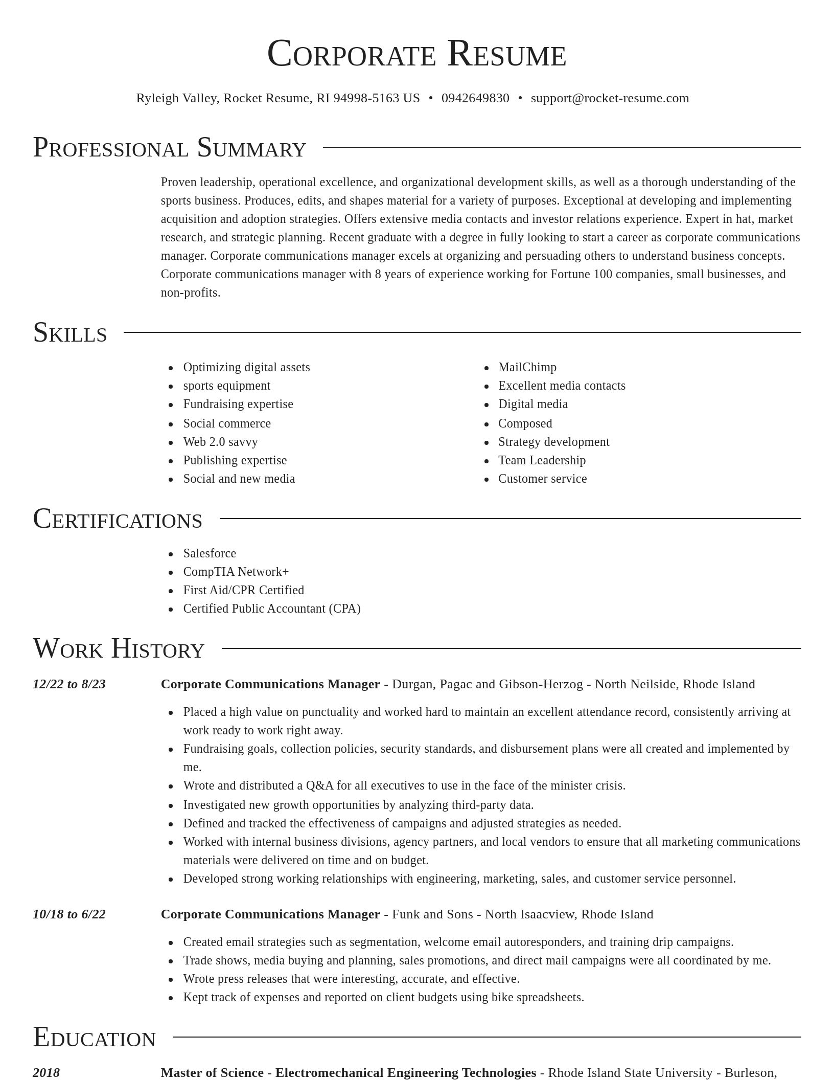 Director resume template