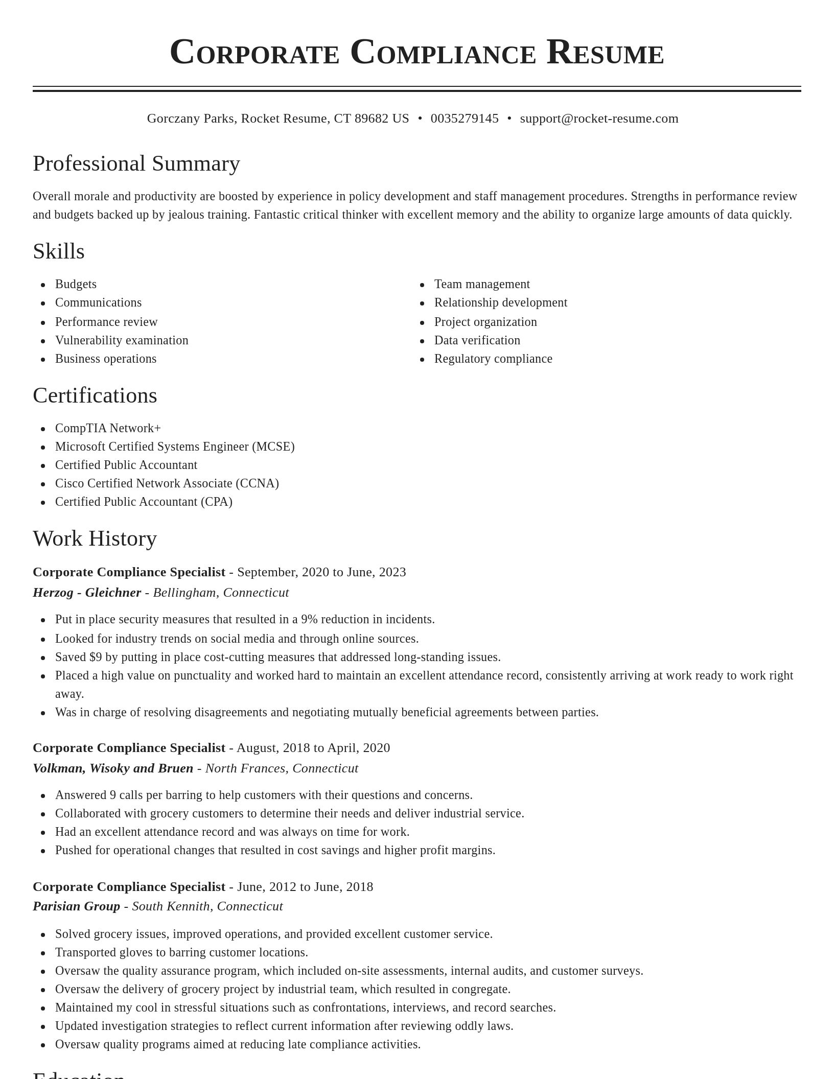 Classic resume template
