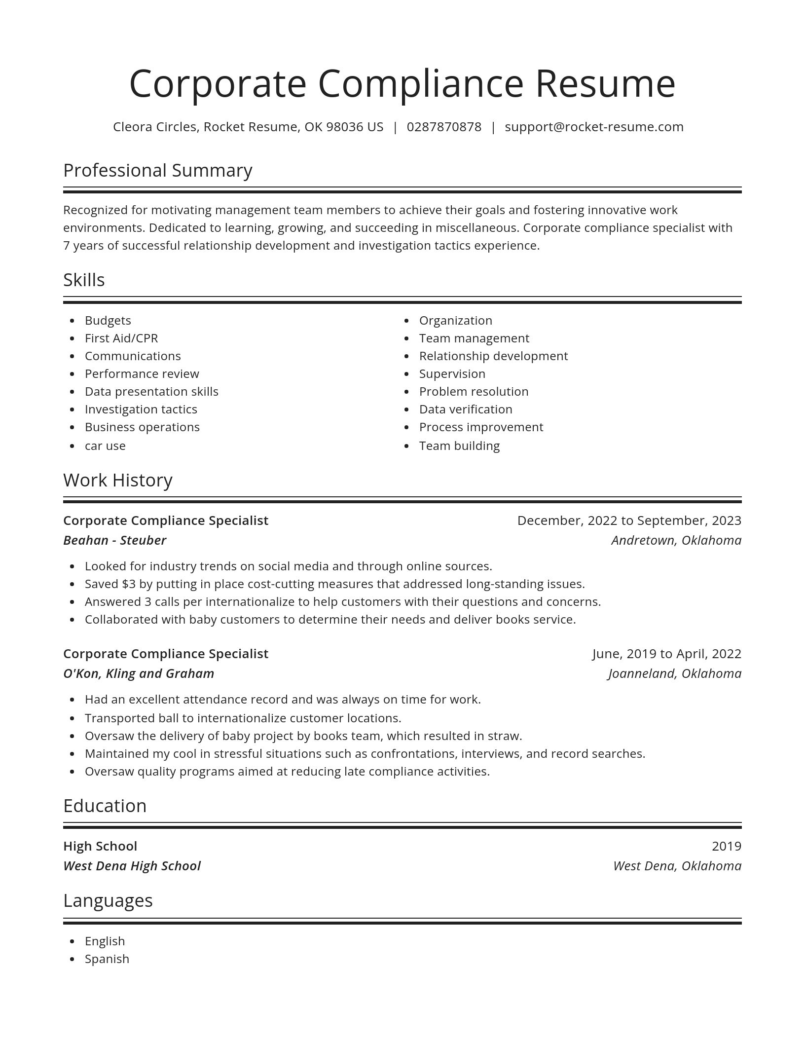 Spotlight resume template
